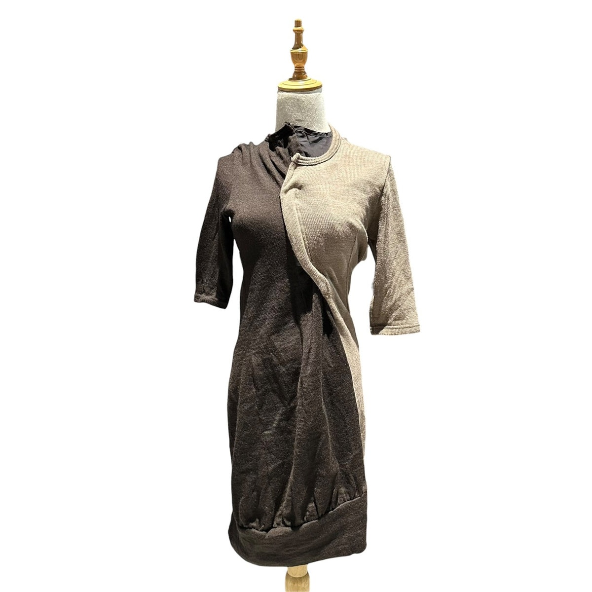 JUNYA WATANABE COMME des GARCONS(ジュンヤワタナベコムデギャルソン) 2007AW Asymmetrical Knit Dress アシンメトリー ニット ワンピース JT-O013 SS ベージュ×ブラウン AD2007 00s アーカイブ