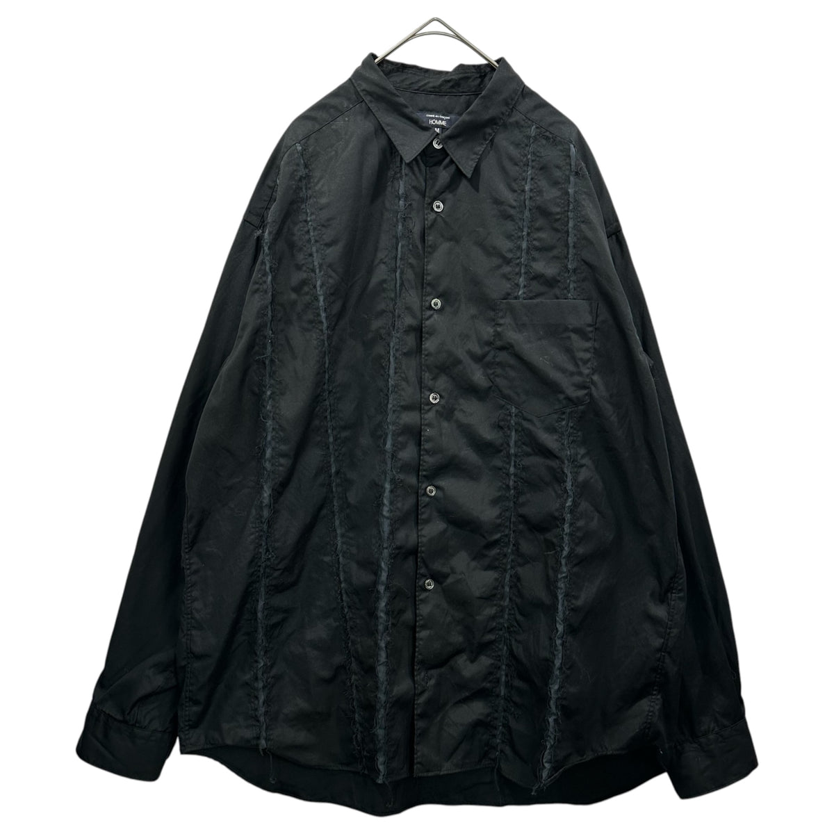 COMME des GARCONS HOMME(コムデギャルソンオム) 2025AW Cut-off Striped L/S Shirt カットオフ ストライプ 長袖 シャツ HP-B014 M ブラック