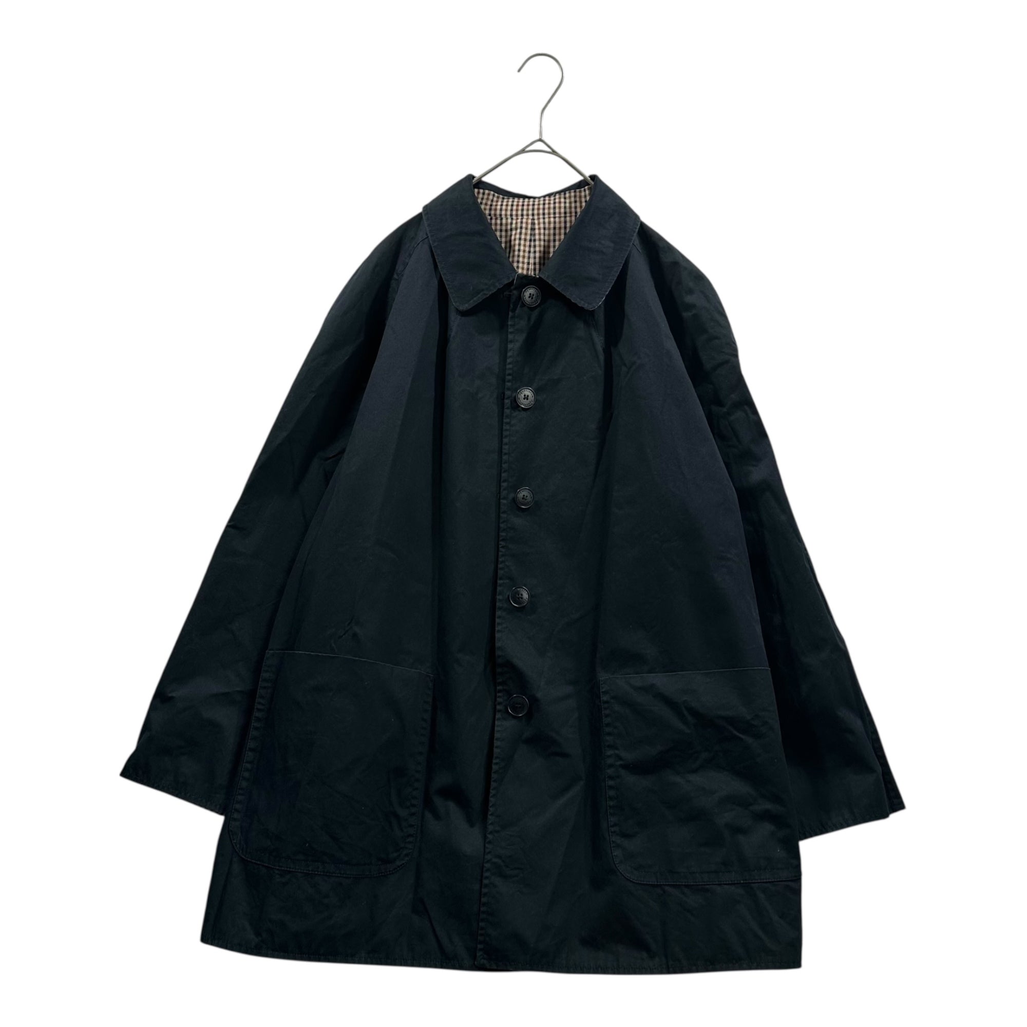 Aquascutum(アクアスキュータム) 90's Vintage Club Check Reversible Half Coat 90年代 ヴィンテージ クラブチェック リバーシブル ハーフ コート L程度 ベージュ×ネイビー×ブラック