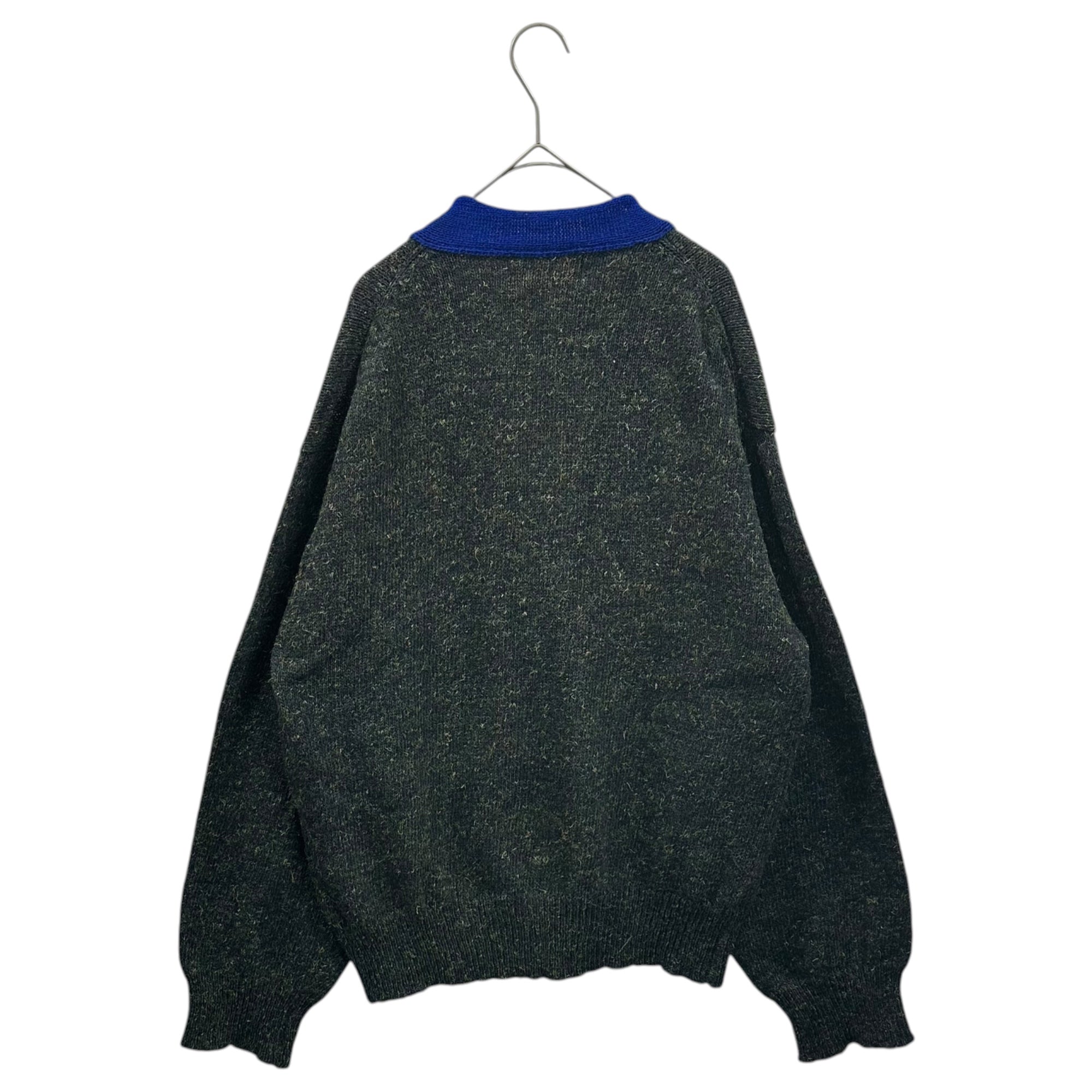 COMME des GARCONS HOMME(コムデギャルソンオム) 1996AW Frame Wool Knit Cardigan フレーム ウール ニット カーディガン HN-080020 表記無(XL程度) カーキ×ブルー 90's 90年代 AD1996