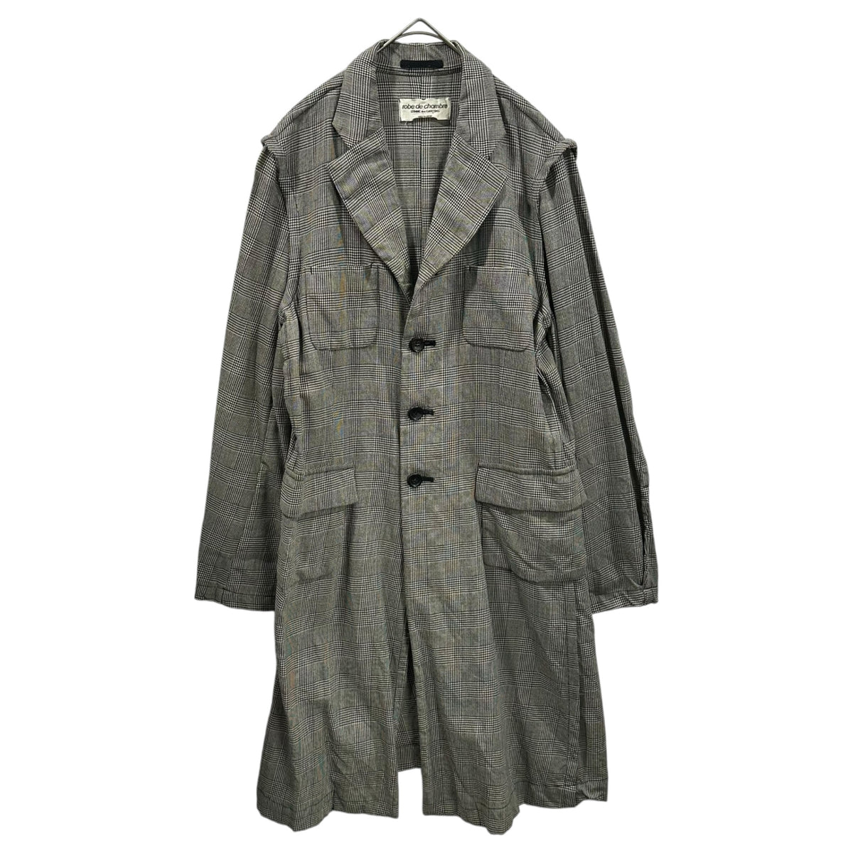 robe de chambre COMME des GARCONS(ローブドシャンブルコムデギャルソン) 1999SS Wool and Nylon Glen Check Half Coat ウール ナイロン グレンチェック ハーフ コート RJ-100040 FREE ブラック×アイボリー AD1998 90s アーカイブ