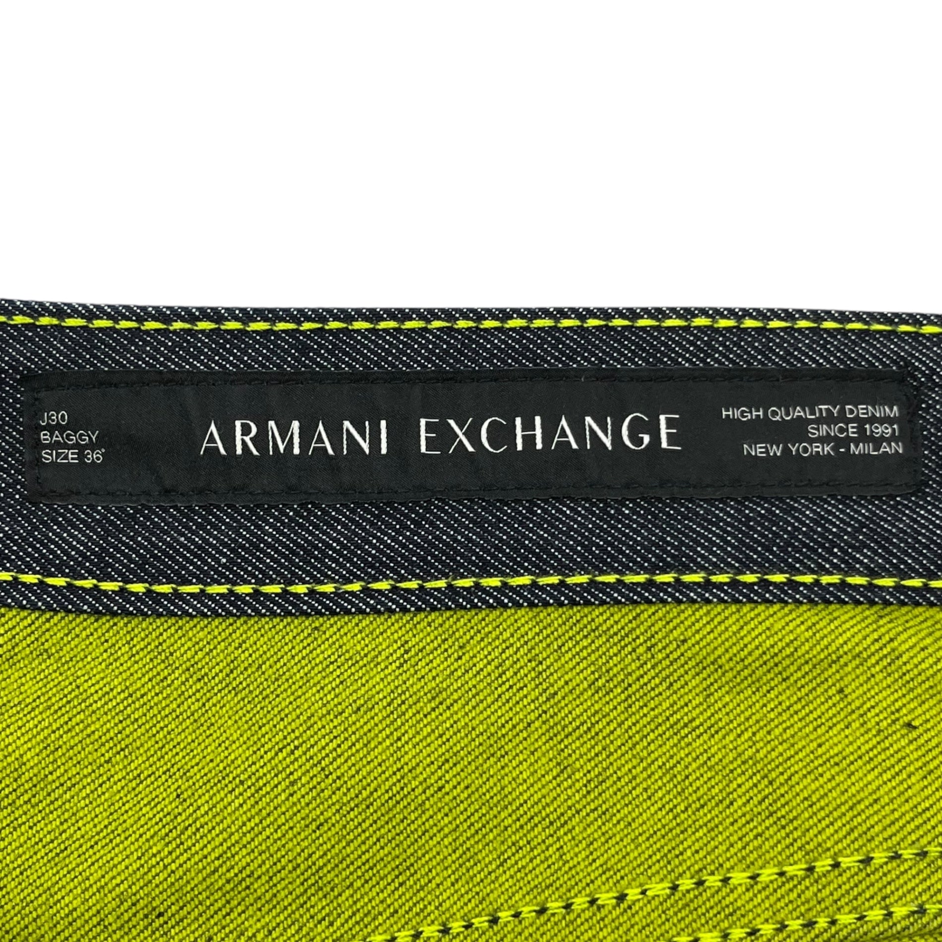 ARMANI EXCHANGE(アルマーニエクスチェンジ) Green stitch tapered denim pants グリーンステッチ テーパード デニム パンツ 3KZJ30 Z1FZZ 36(XL程度) インディゴ