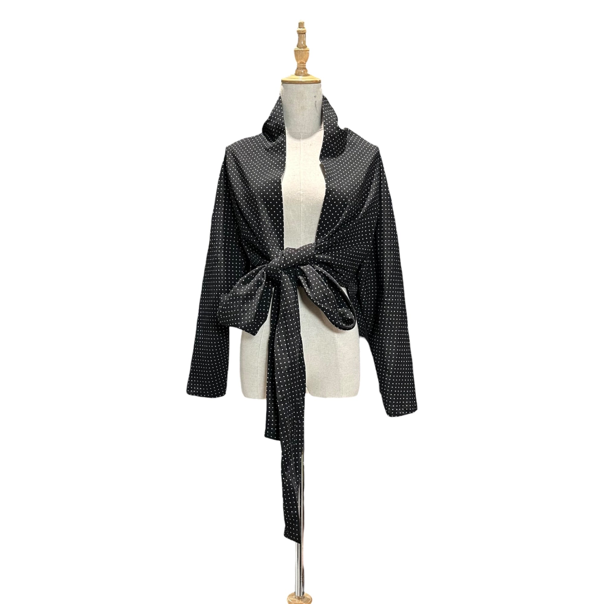 tricot COMME des GARCONS(トリココムデギャルソン) 89SS Polka-dot Front-Tie Bolero Cardigan ドット 前リボン ボレロ カーディガン TB-080-140 FREE ブラック AD1988 80's 80年代 ブラウス