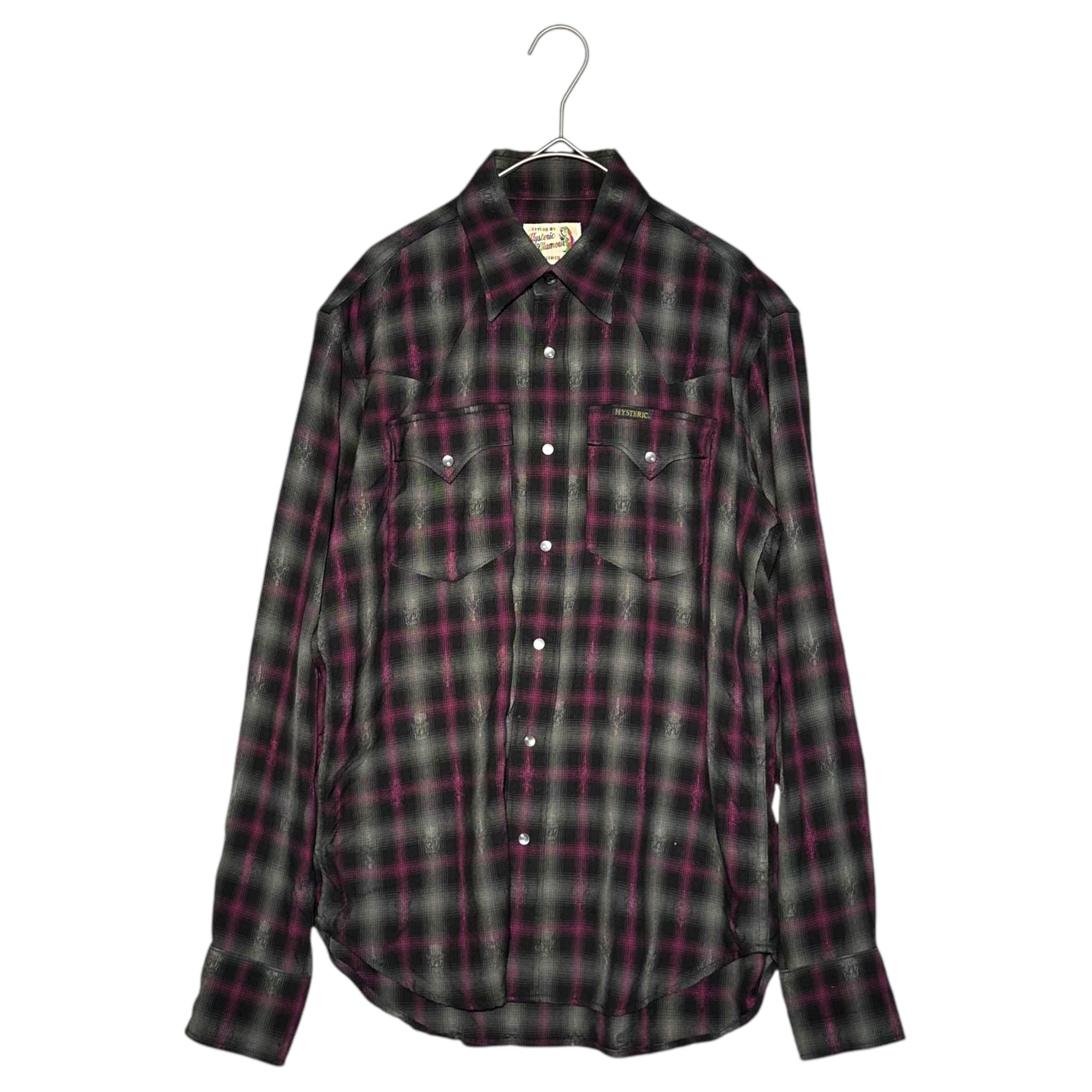 HYSTERIC GLAMOUR(ヒステリックグラマー) 17AW Long sleeve checked western shirt 長袖 チェック ウエスタン シャツ 02173AH04 S パープル