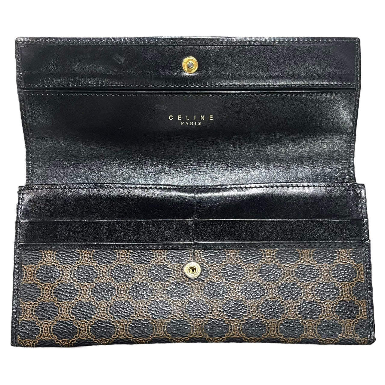 CELINE(セリーヌ) macadam pattern long wallet マカダム柄 長財布 M/98/1 ブラウン×ブラック OLD  ヴィンテージ