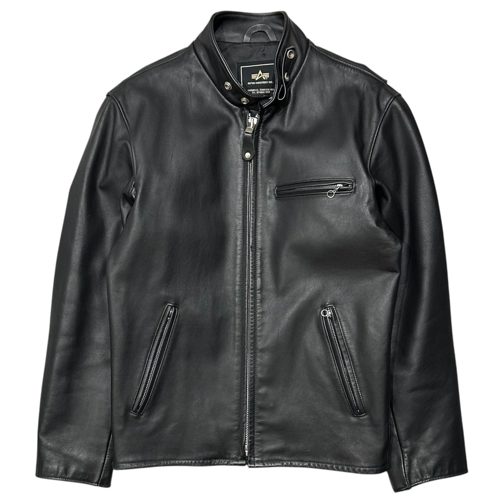 ALPHA INDUSTRIES(アルファ インダストリーズ)  Single rider jacket シングル ライダース ジャケット T20800-001 L ブラック レザー 牛革