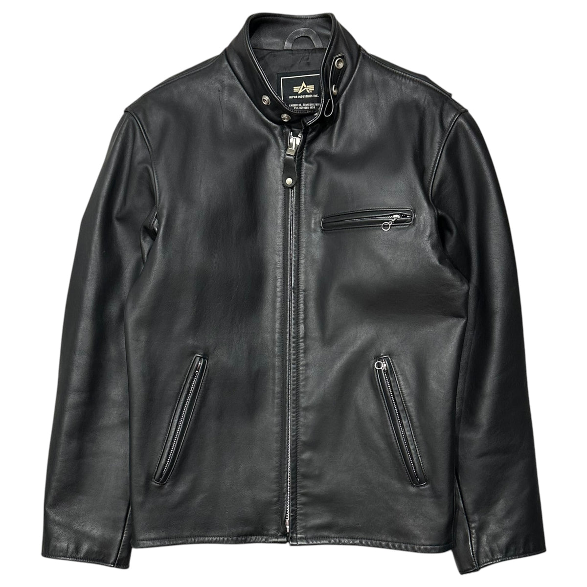 ALPHA INDUSTRIES(アルファ インダストリーズ)  Single rider jacket シングル ライダース ジャケット T20800-001 L ブラック レザー 牛革