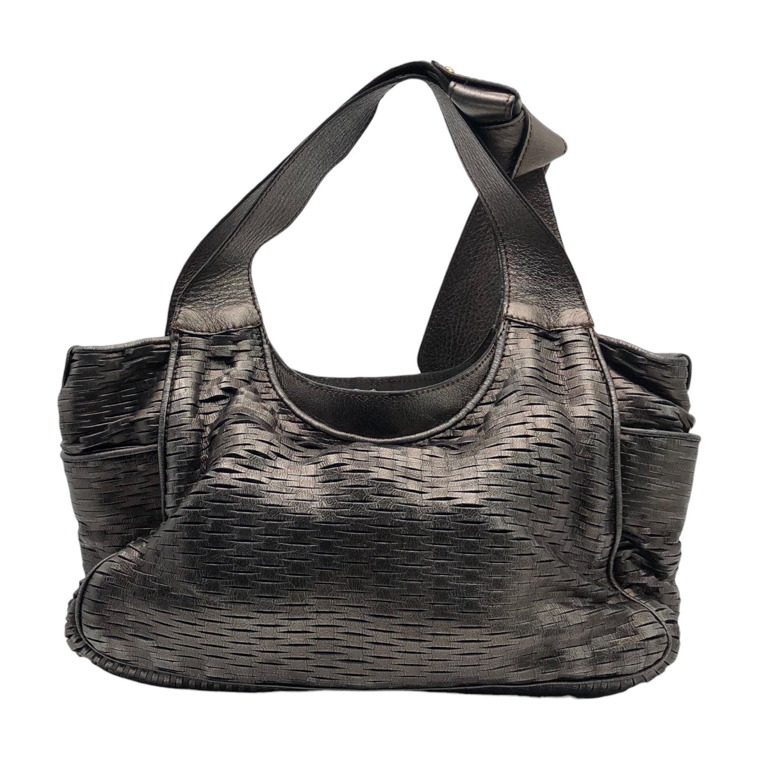 JIMMY CHOO(ジミーチュウ) perforated leather handbag パンチング レザー ハンドバッグ ブラウンゴール