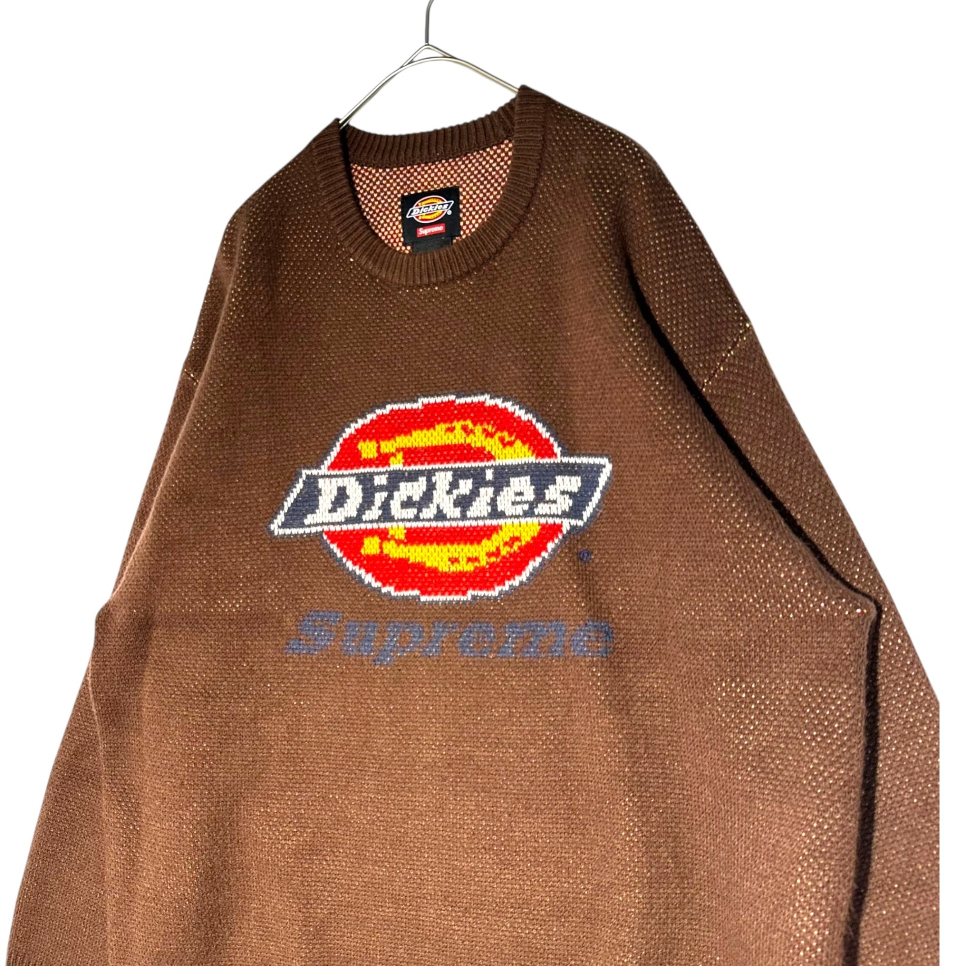 SUPREME(シュプリーム) 22AW×Dickies Sweater フロントロゴ デザイン アクリル ニット セーター S ブラウン