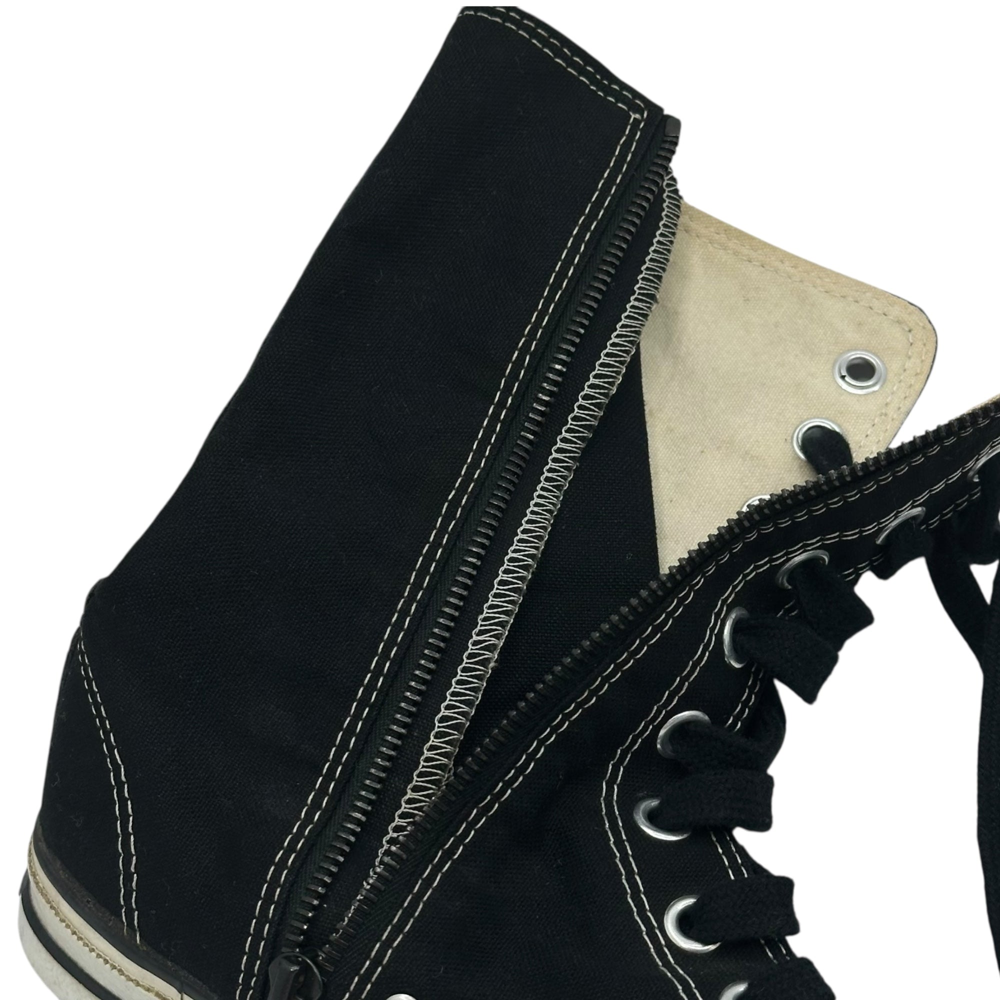 NUMBER (N)INE(ナンバーナイン) 04SS DREAM BABY DREAM期 Side-Zip High-Top Sneakers サイドジップ ハイカット スニーカー 8(26cm程度) ブラック×ホワイト アーカイブ