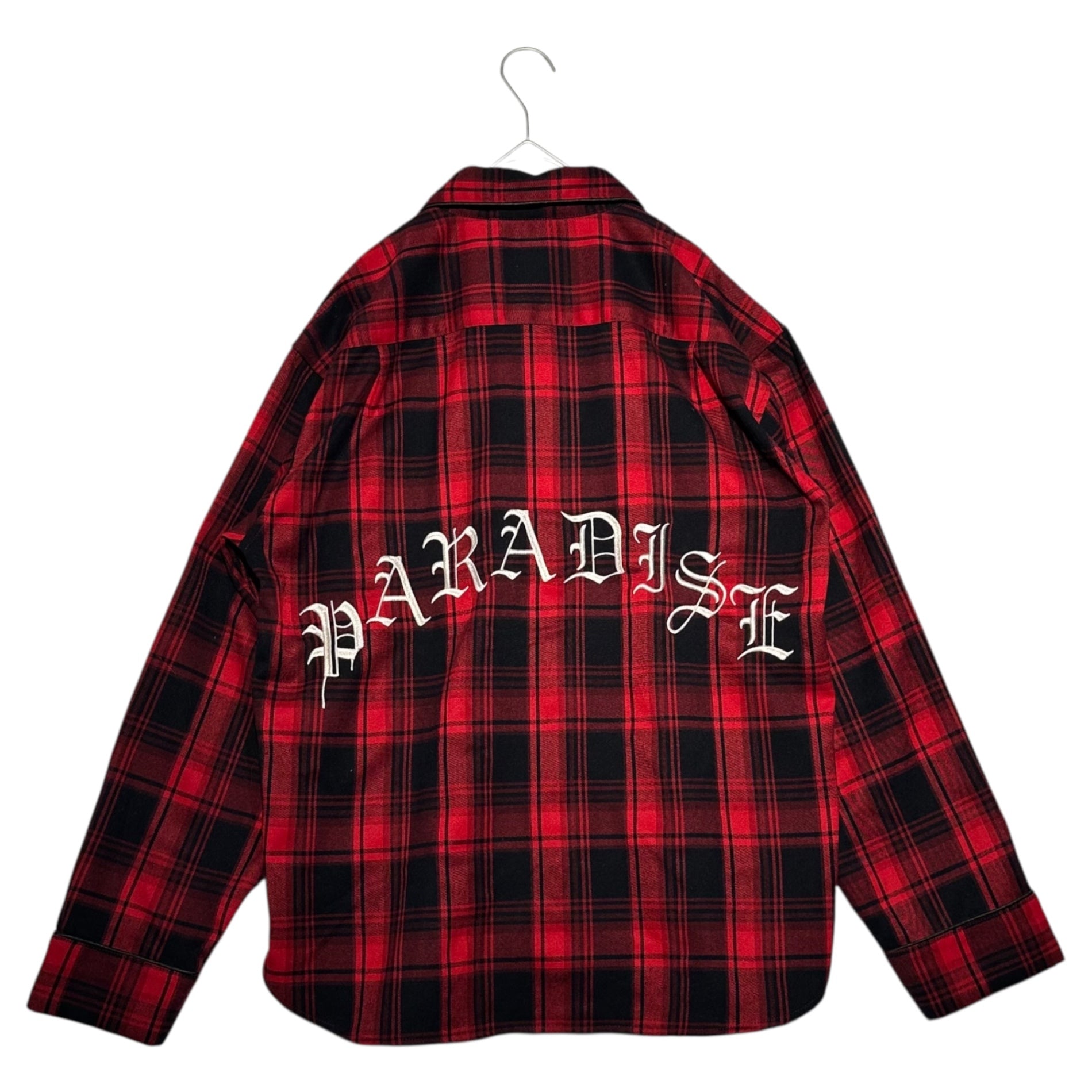TAIN DOUBLE PUSH×PLAY BOY(タインダブルプッシュ×プレイボーイ) Tartan Check Piping Shirt タータン チェック パイピング シャツ S レッド×ブラック コラボ