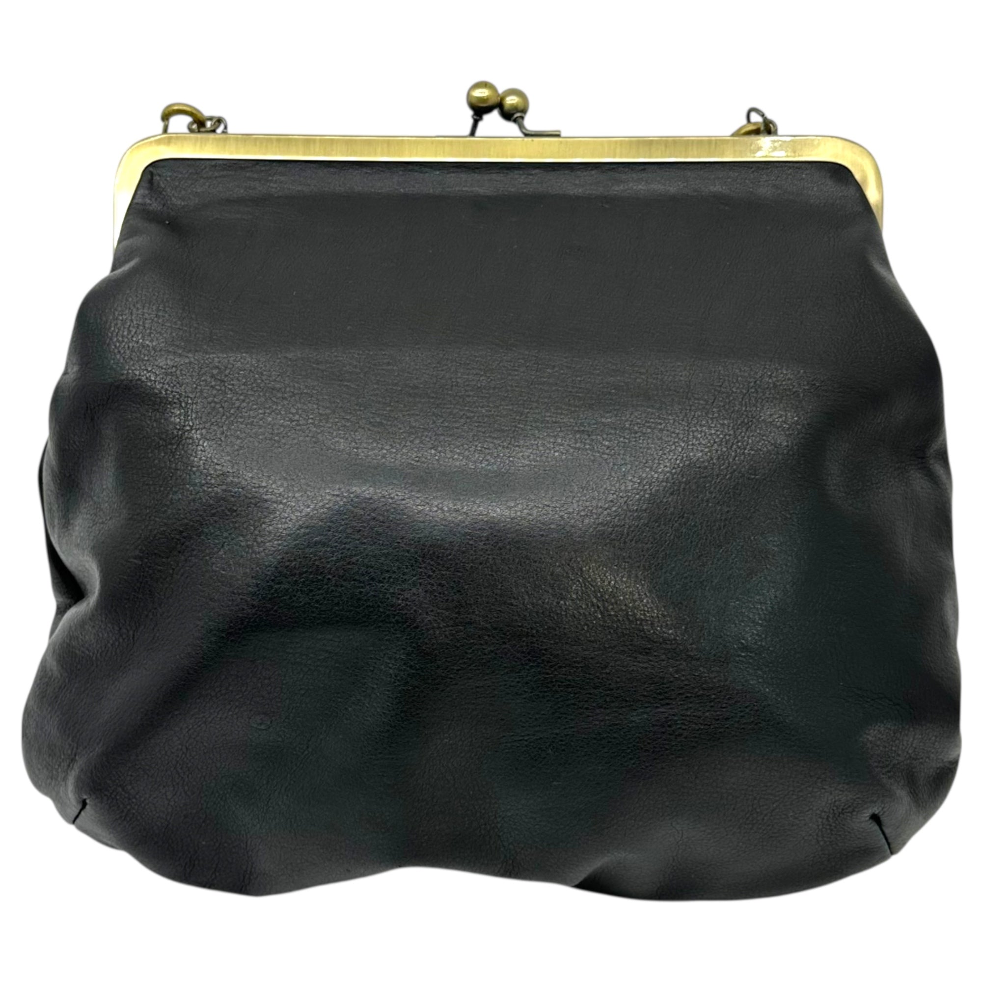 kvell(ケベル) Leather coin purse shoulder bag レザー がま口 ショルダー バッグ ブラック