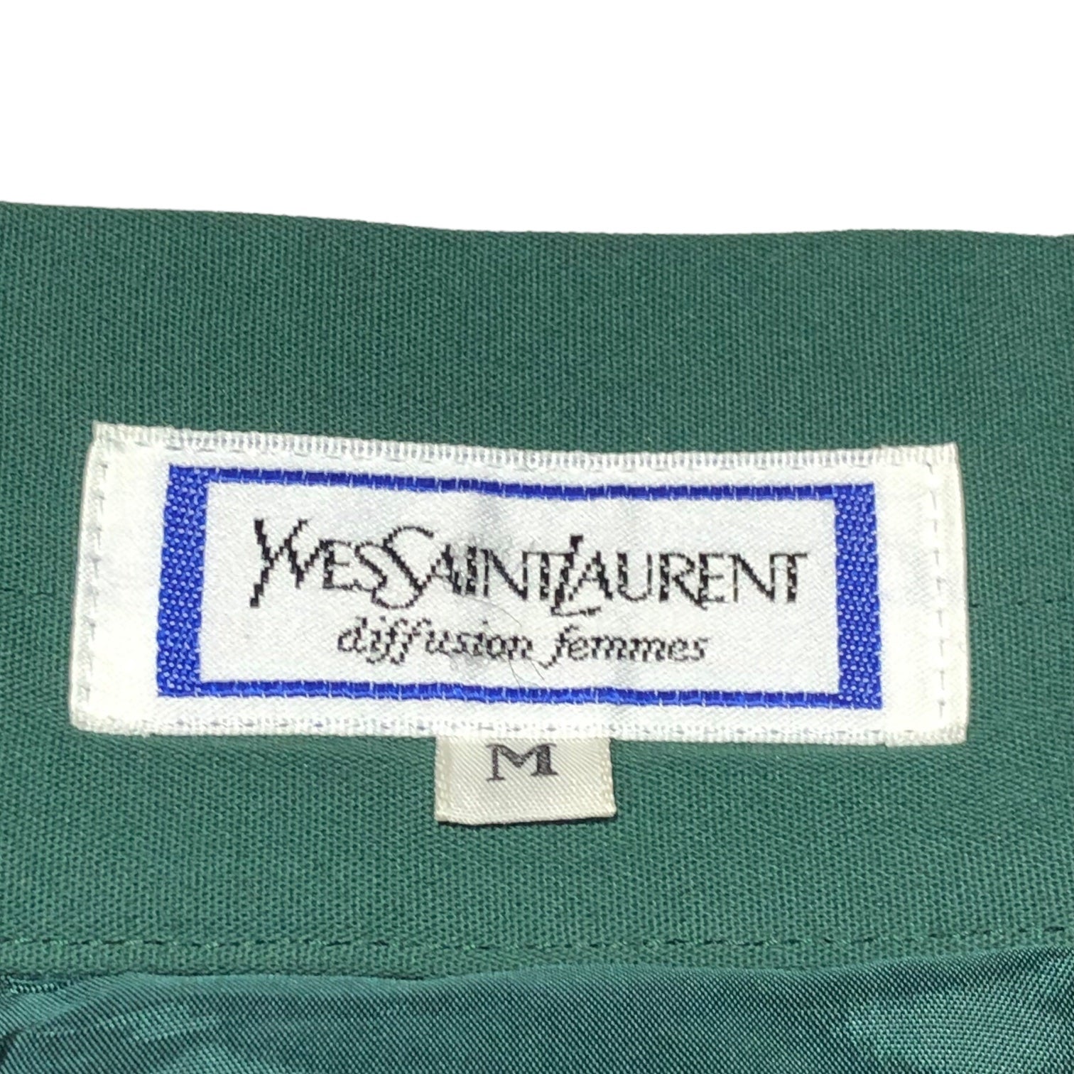 YVES SAINT LAURENT(イヴサンローラン) 90'sリボンスカート M グリーン