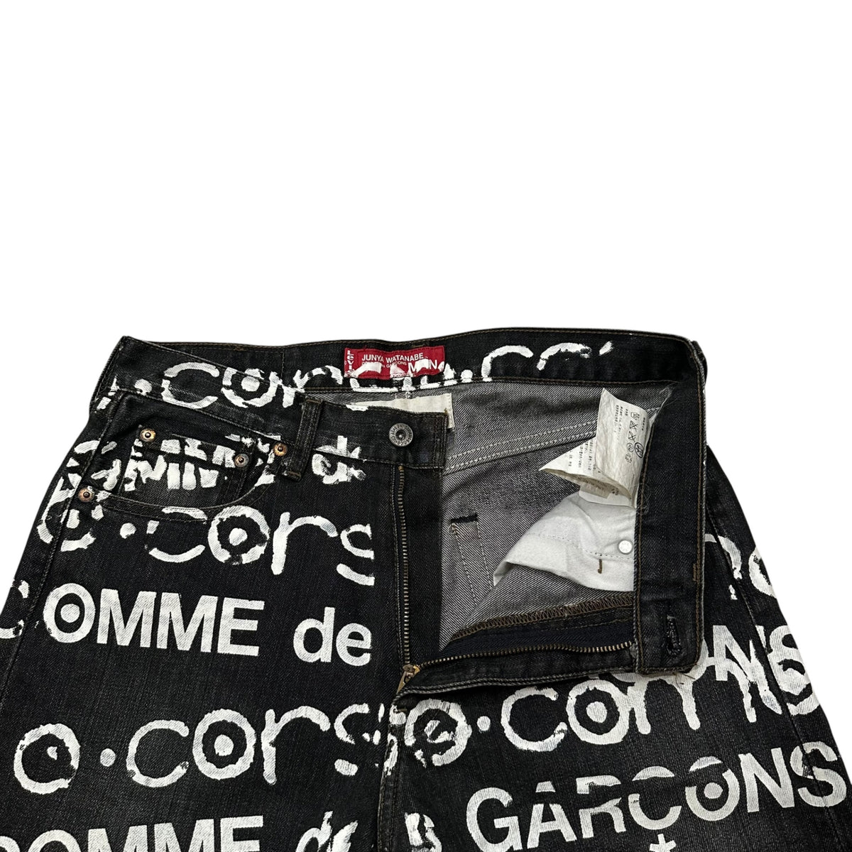 COMME des GARCONS JUNYA WATANABE MAN × Levi's × 10 corso como COMME des GARCONS(コムデギャルソンジュンヤワタナベマン × リーバイス × ドゥエチコルソコモ コムデギャルソン) 2002SS Penki logo Straight-Leg Denim Pants ペンキ ロゴ ストレート デニム パンツ SE-P203 30 ブラック AD2001 00s アーカイブ 稀少
