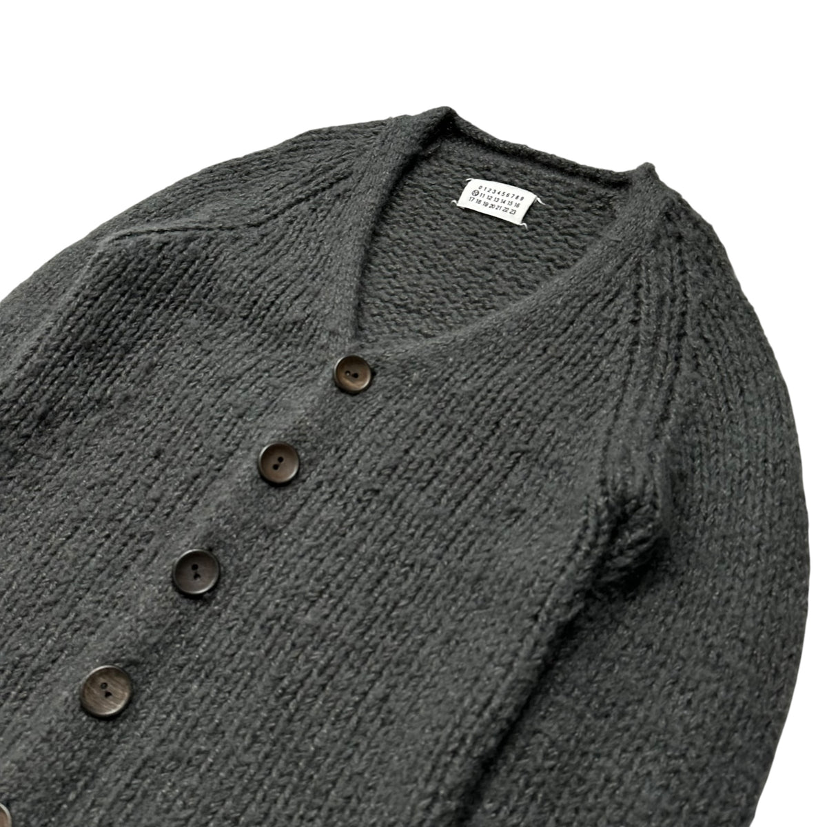 Maison Martin Margiela(メゾン マルタンマルジェラ) 2005AW Big-Button Loose-Knit Mohair Cardigan ビッグ ボタン ローゲージ モヘア カーディガン 30 YG013 S グレー 00’s 本人期 ニット
