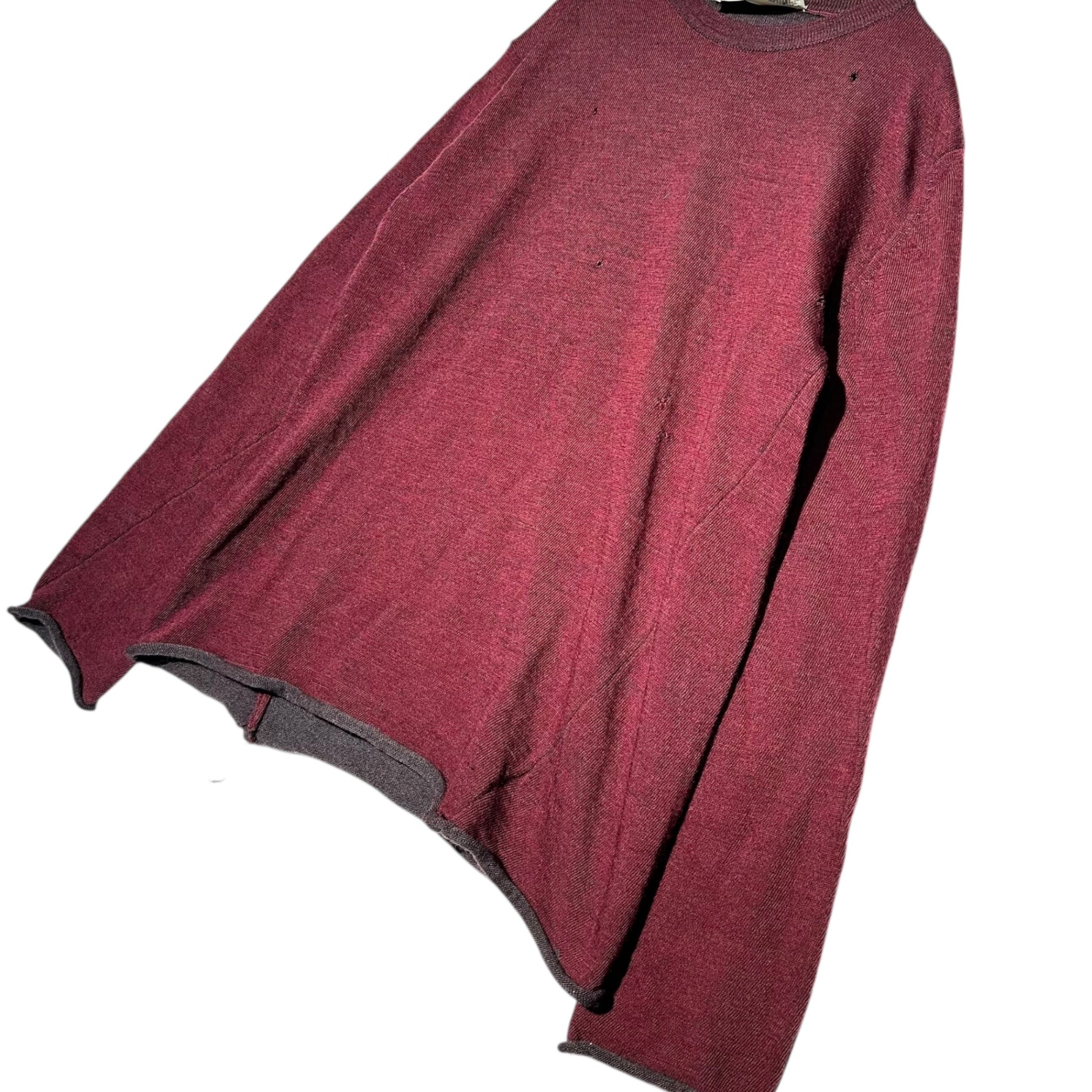 COMME des GARCONS SHIRT(コムデギャルソンシャツ) 90's~00's Hem Roll-Up Wool Knit 裾 ロール アップ ウール ニット S ボルドー