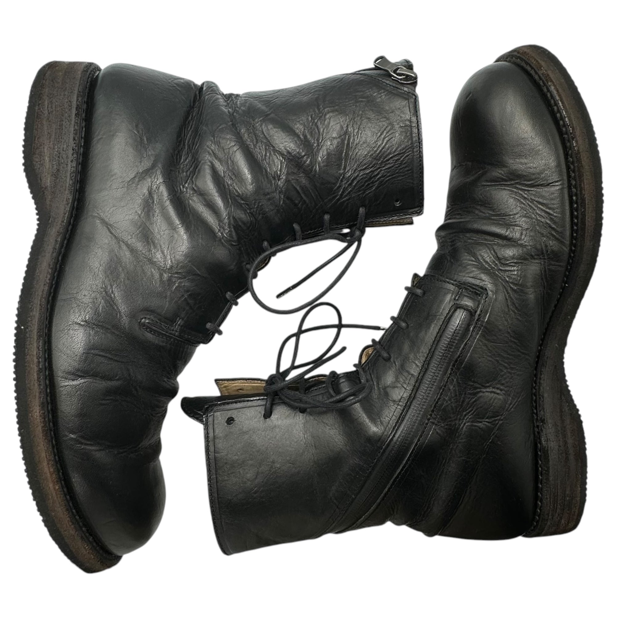 The Viridi-anne(ザヴィリディアン) 14AW 表裏一体/INDIVISIBLE Spiral Zip Boots スパイラル ジップ ブーツ VI-2302-09 2(M程度) ブラック ソール張替え済