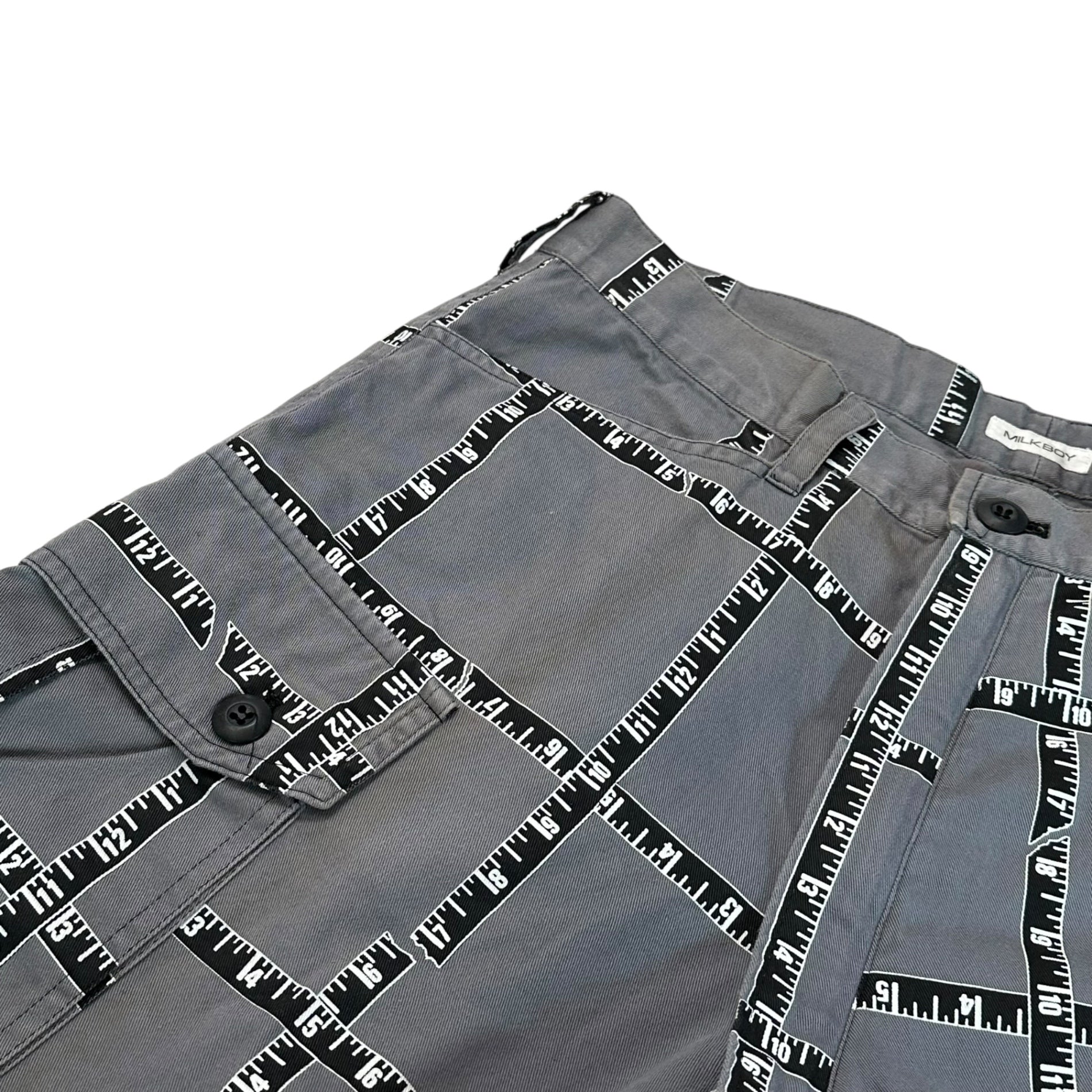 MILKBOY(ミルクボーイ) 90's Major Checkered Hip Pocket Anarchy Shorts 90年代 メジャー 格子柄 ヒップポケット アナーキー ハーフパンツ 0P0048 FREE(L程度)  グレー×ホワイト アーカイブ