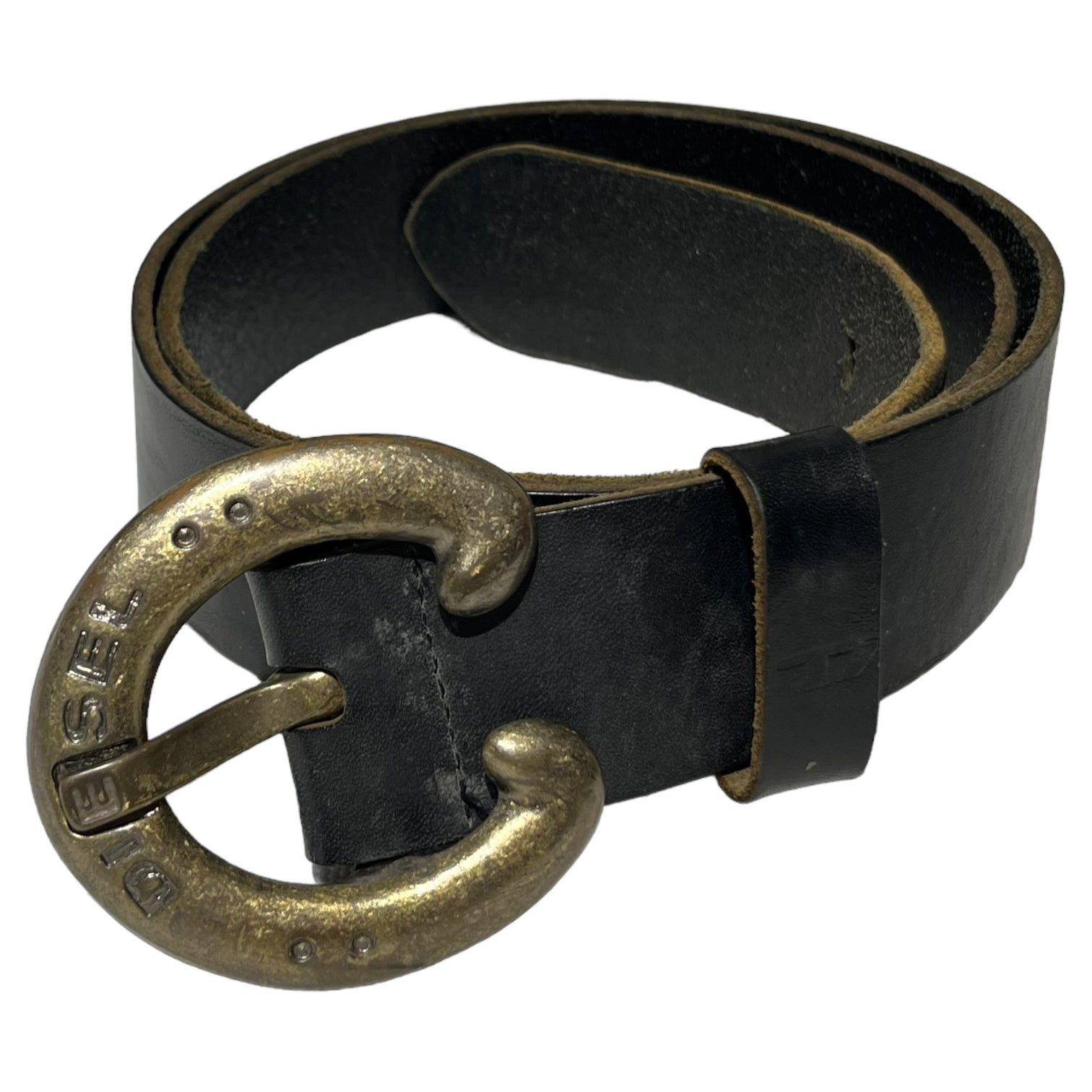 DIESEL(ディーゼル) 00's horseshoe leather belt ホースシュー バックル レザー ベルト ブラック Y2K