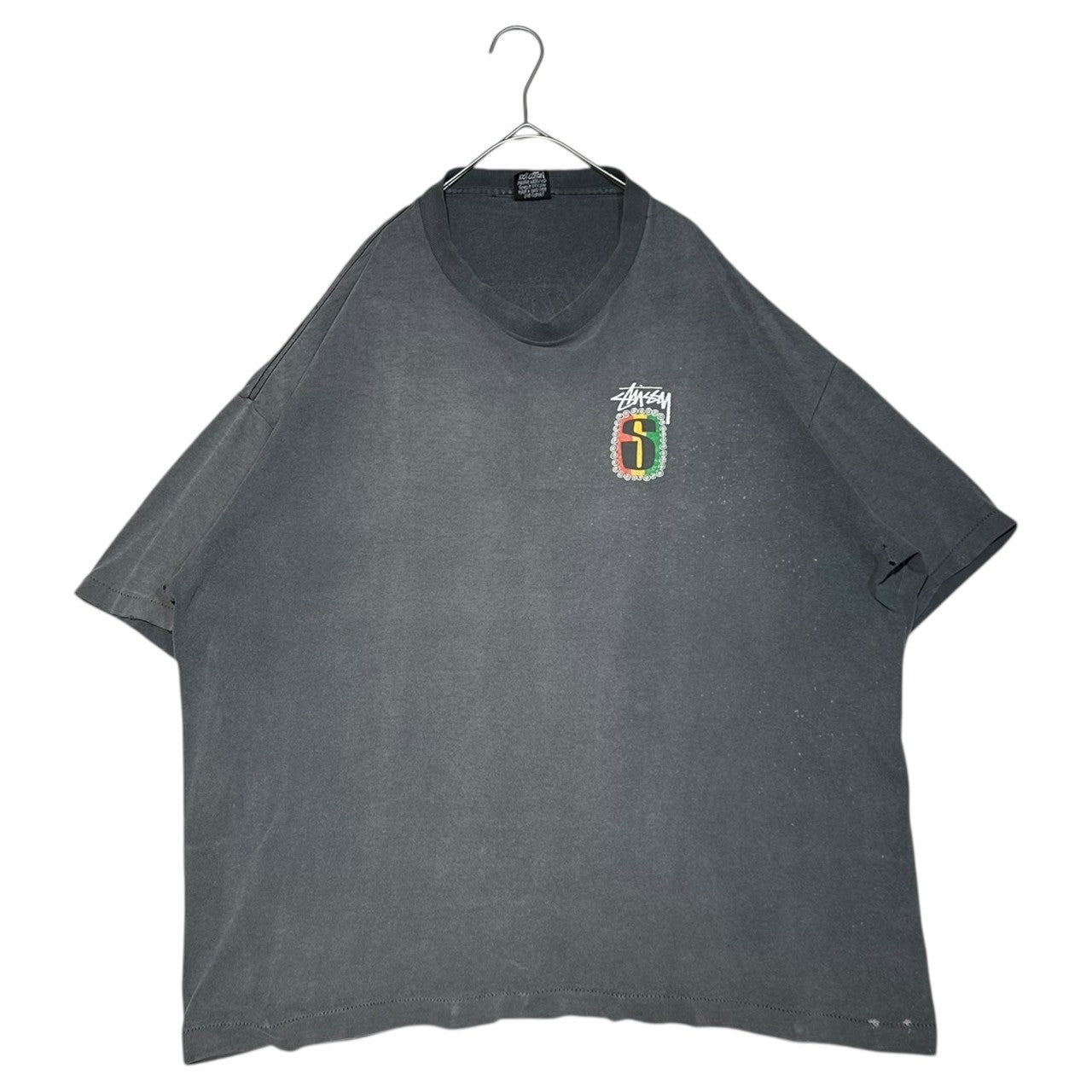STUSSY(ステューシー) 80’s "IRIEROOTS" Rasta Big Logo Print Tee ラスタ ビッグ ロゴ Tシャツ XXL XXL ブラック(フェード) 80年代～ USA ヴィンテージ オールド OLD