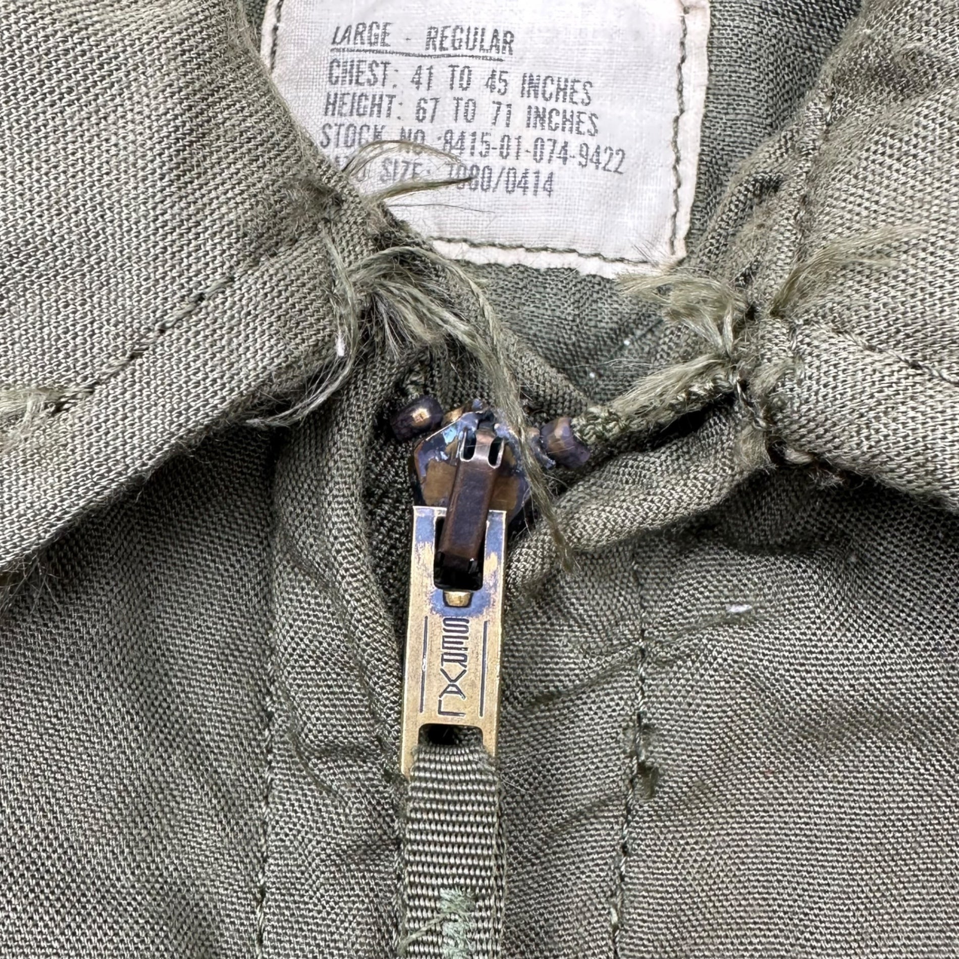 US ARMY(アメリカ軍) 80's Nomex Helicruff Light Jacket ノーメックス ヘリクルー フライト ジャケット 8415-01-074-9422 LARGE REGULAR オリーブ ミリタリー 80年代 ヴィンテージ 軍 放出品 DLA