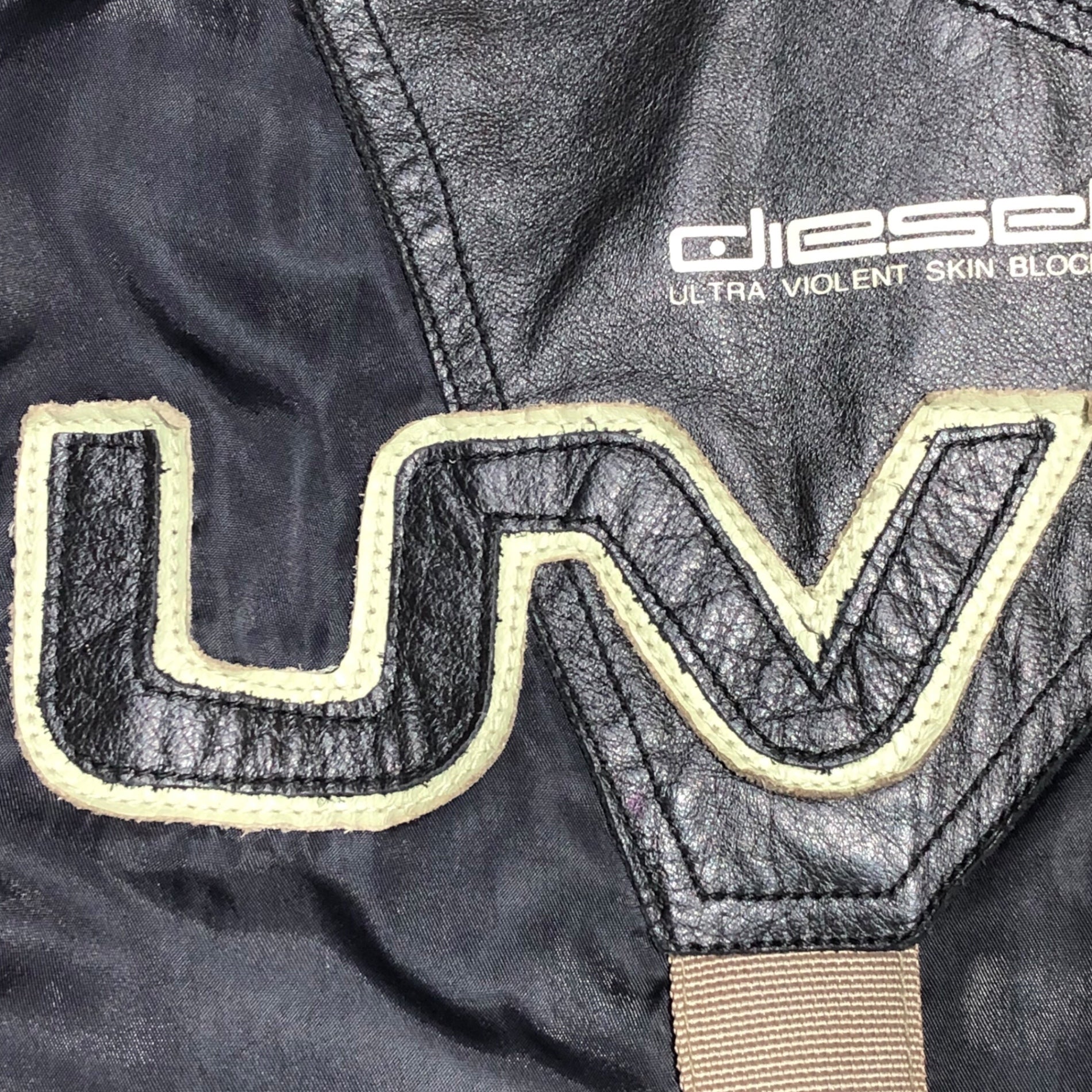 DIESEL(ディーゼル) 90's Leather switching nylon biker jacket レザー切替 ナイロン バイカー ジャケット 90年代 archives アーカイヴ M ブラック×ベージュ ULRTA VIOLENT SKIN BLOCK
