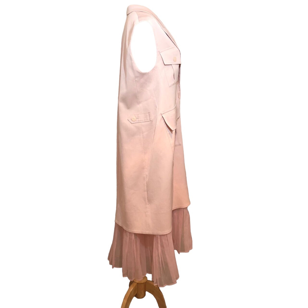 TARO HORIUCHI(タロウホリウチ) プリーツ切替ノースリーブジャケット/ロングジレ 1901-C01-102 2(Mサイズ程度) ピンク
