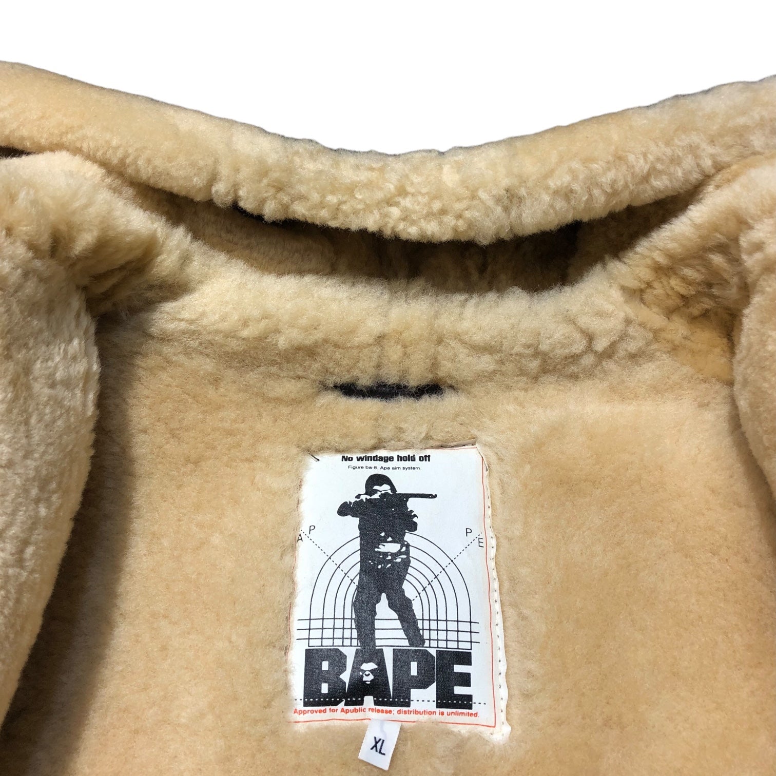 A BATHING APE(アベイシングエイプ) 90's sheep shearling hooded jacket シープムートン フーデッド ジャケット XL ダークブラウン×ベージュ