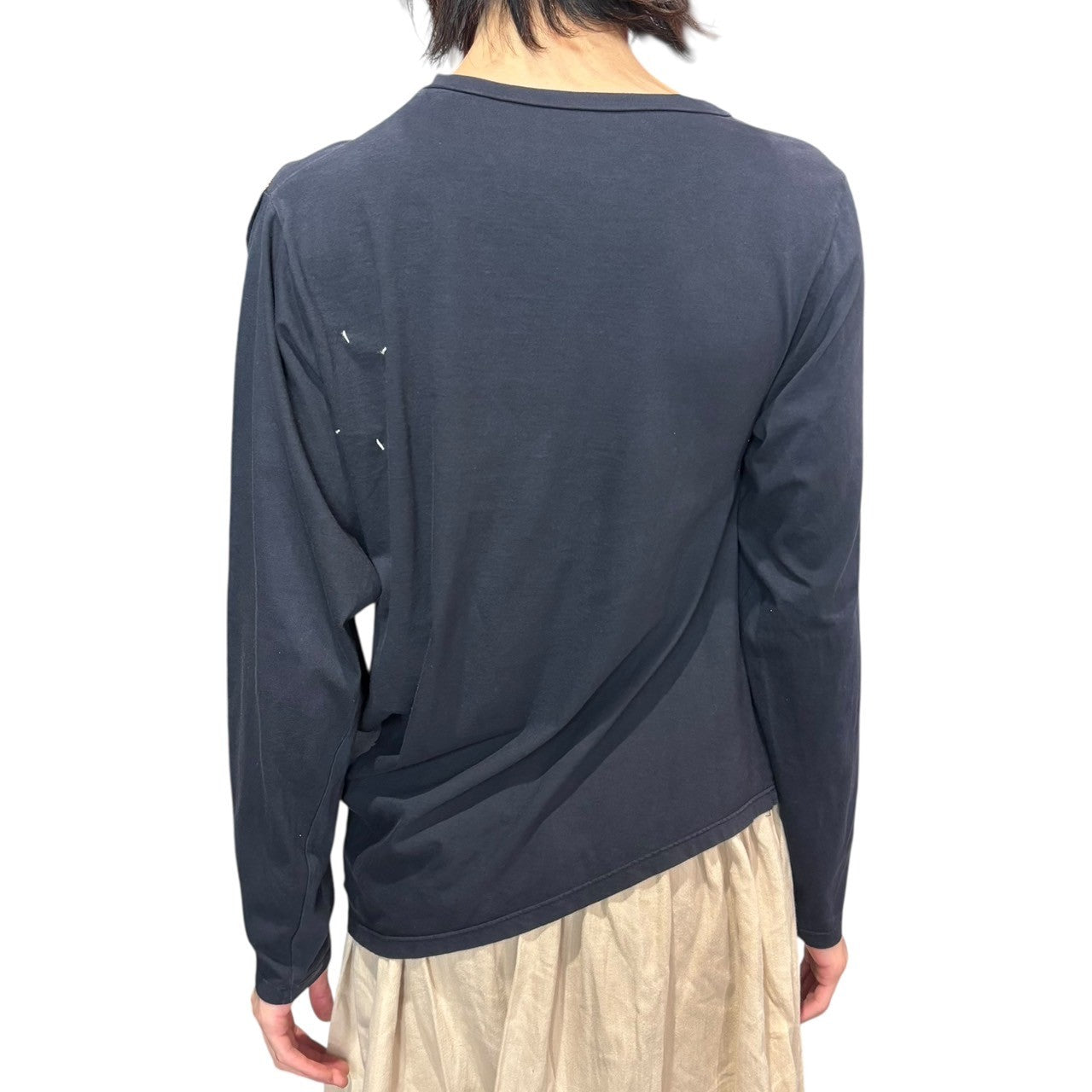Maison Martin Margiela(メゾン マルタンマルジェラ) 00's Archive Asymmetrical Side-Open S/S T-Shirt アーカイブ アシンメトリー サイドオープン 半袖 Tシャツ XL ネイビー 白タグ