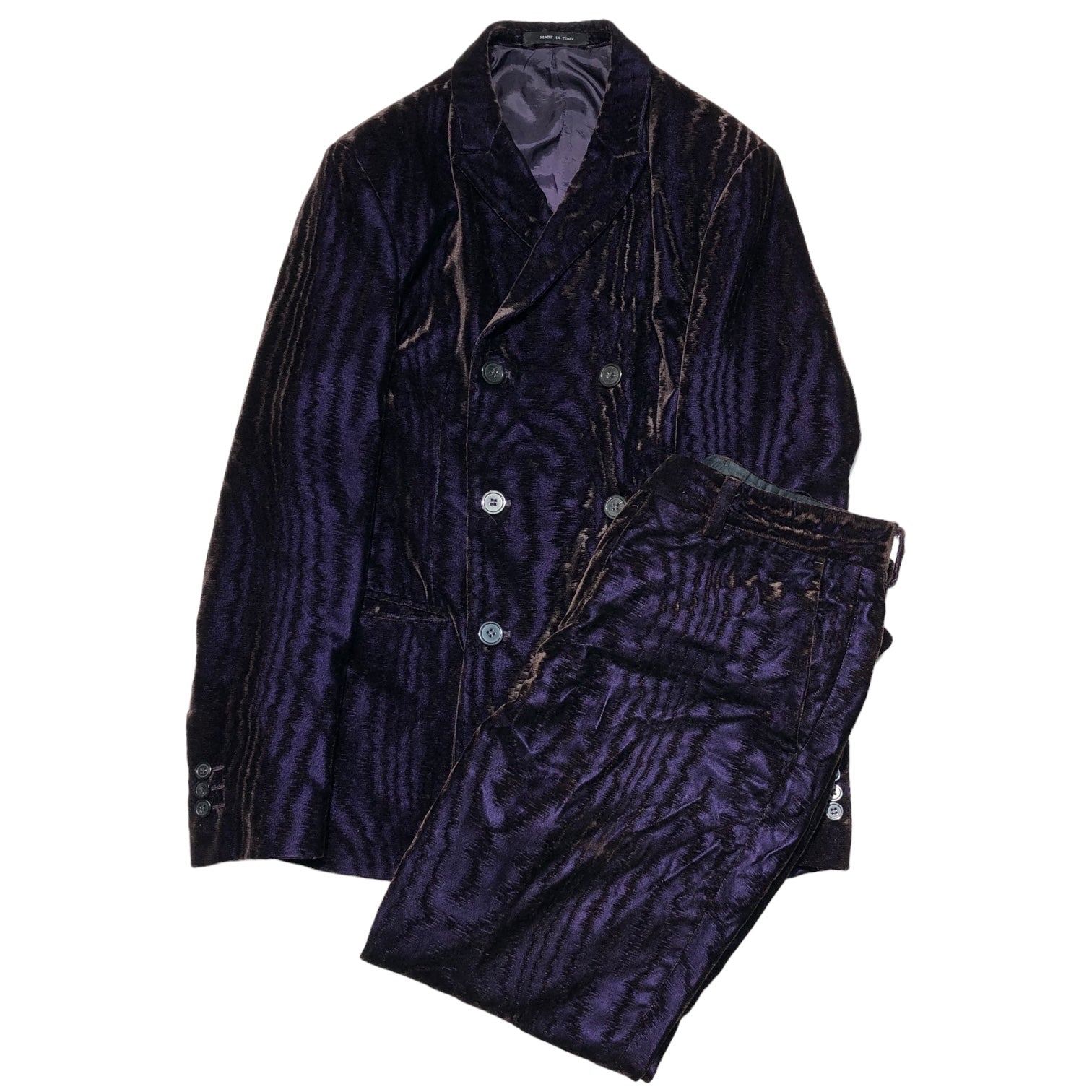 EMPORIO ARMANI(エンポリオアルマーニ) crazy stripes velor double jacket setup クレージー  ストライプ ベロア ダブル ジャケット セットアップ P1G560 P1836 46(M程度) パープル MILANO LINE スラックス