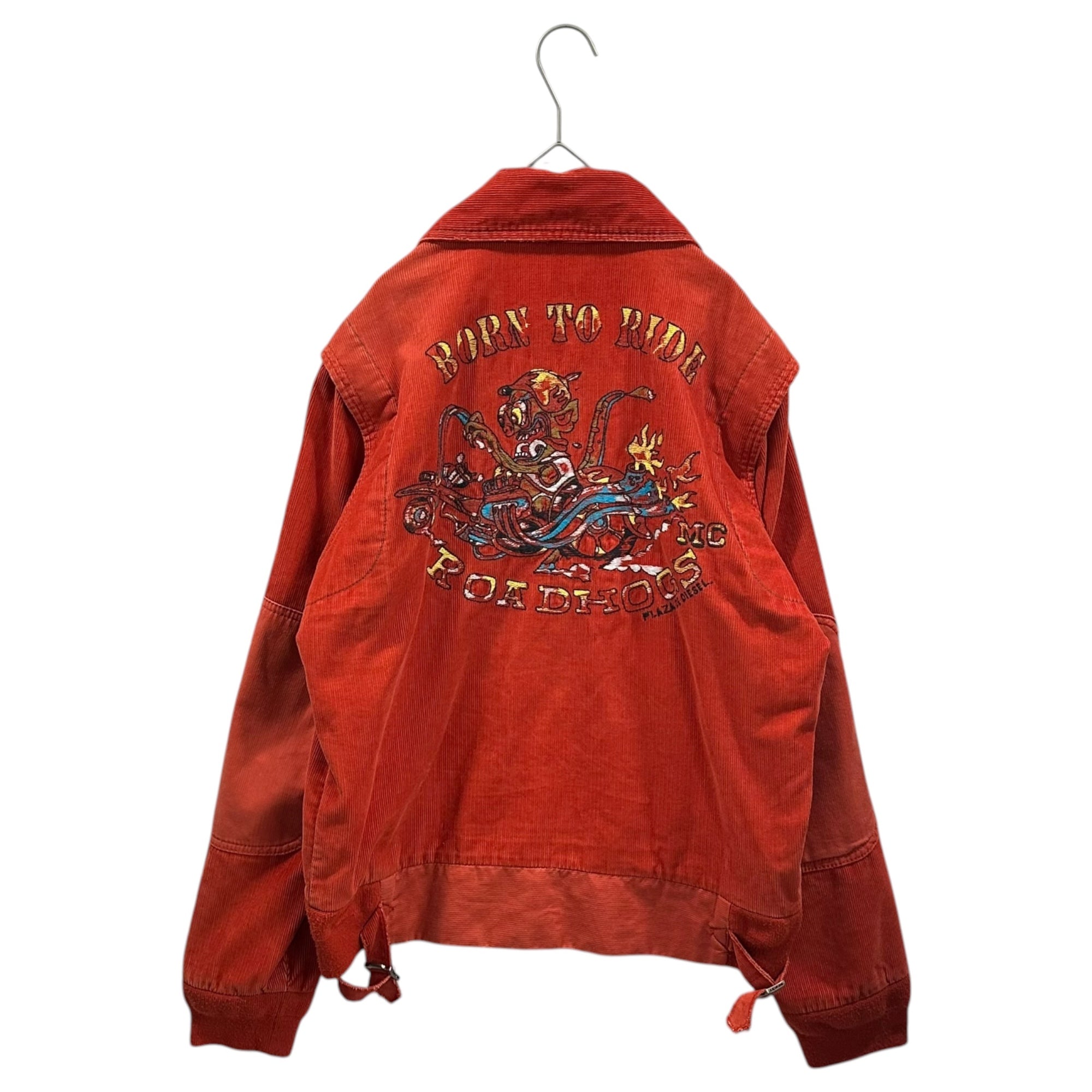 DIESEL(ディーゼル) ”BORN TO RIDE ROADHOGS” Corduroy Zip-Up Jacket コーデュロイ ジップアップ ジャケット Ｍ オレンジ