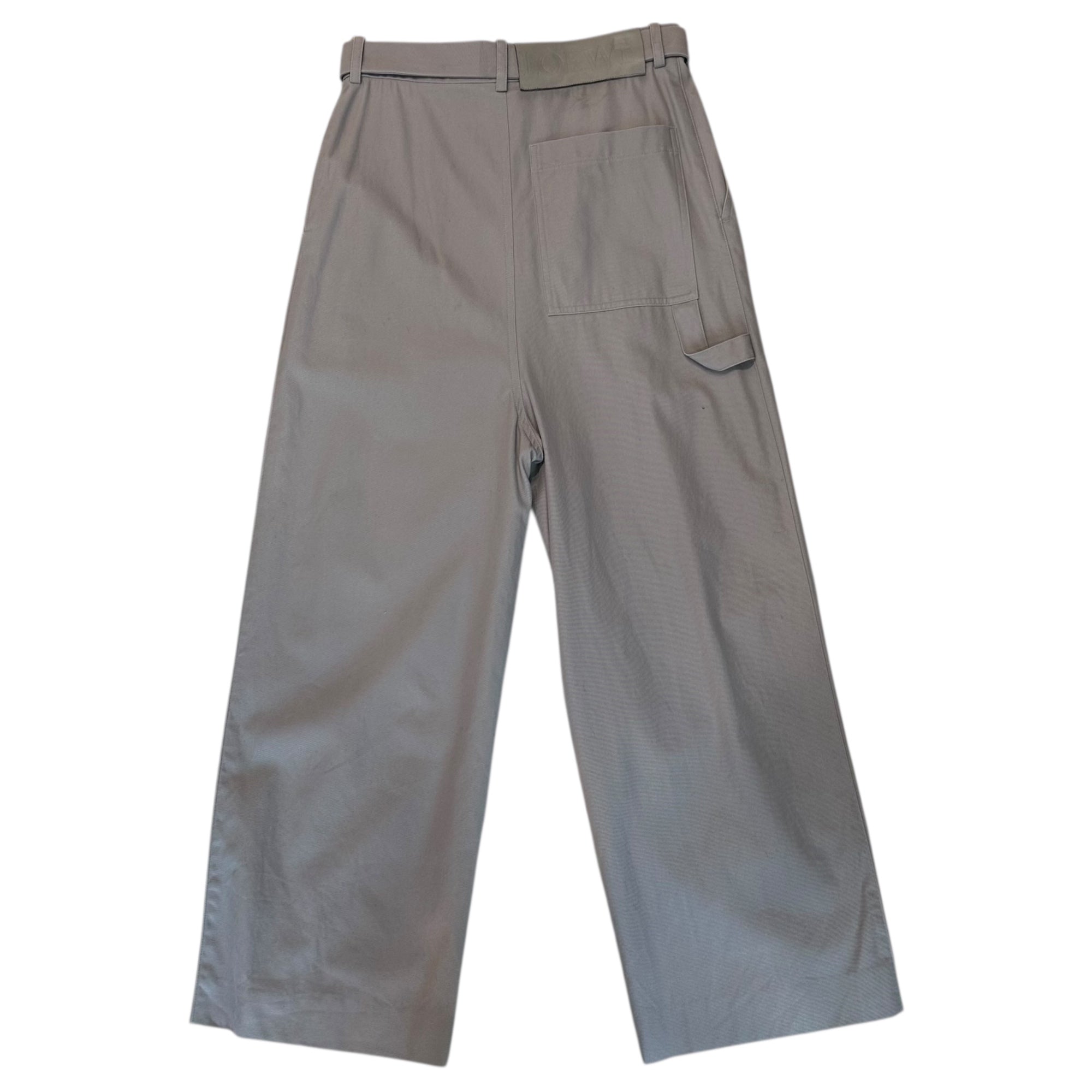 LOEWE(ロエベ) Belted Low-Crotch Trousers ベルテッド ロークロッチ トラウザーズ H526Y04WCD 42 ライトグレー ワイド スラックス タック