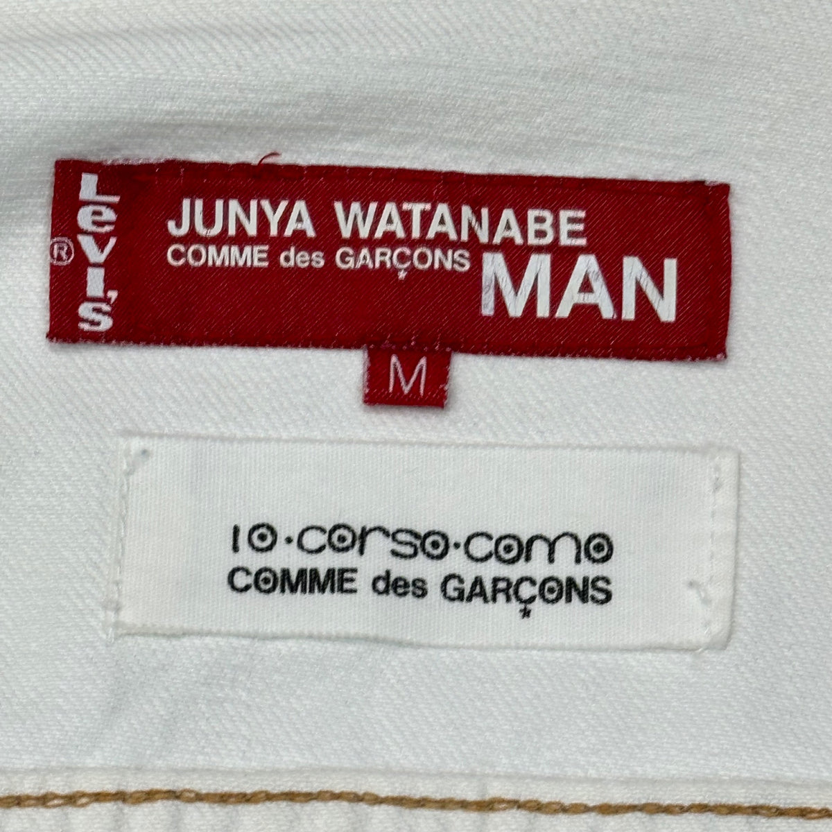 COMME des GARCONS JUNYA WATANABE MAN × Levi's × 10･corso･como COMME des GARCONS(コムデギャルソンジュンヤワタナベマン × リーバイス × ドゥエチ コルソコモ コムデギャルソン) 2002AW White Denim Jacket with Back Print バック プリント ホワイト デニム ジャケット GG-J201 M ホワイト AD2002 00s アーカイブ