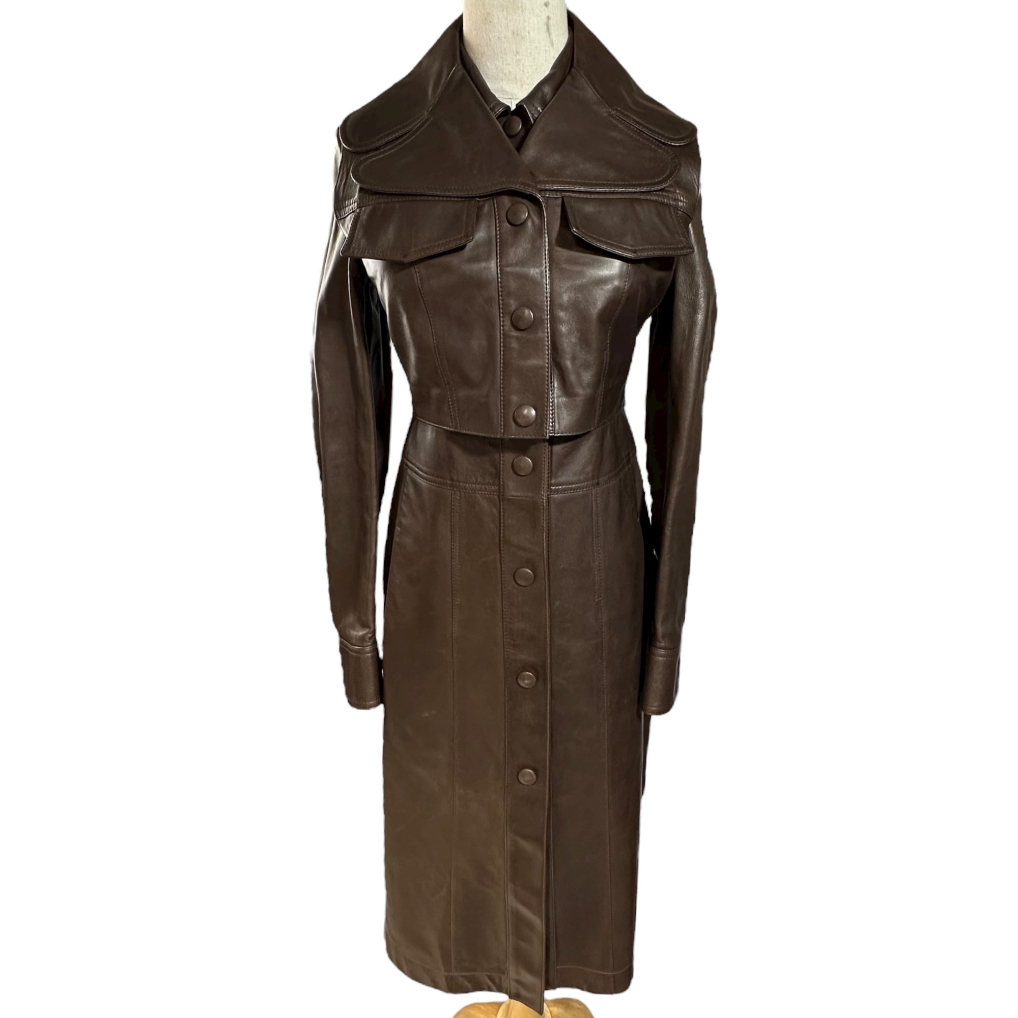 BURBERRY(バーバリー) Detachable Cropped Vest Lambskin Coat デタッチャブル クロップドベスト ラムスキン コート レザー 8013693/69E 4 ブラウン