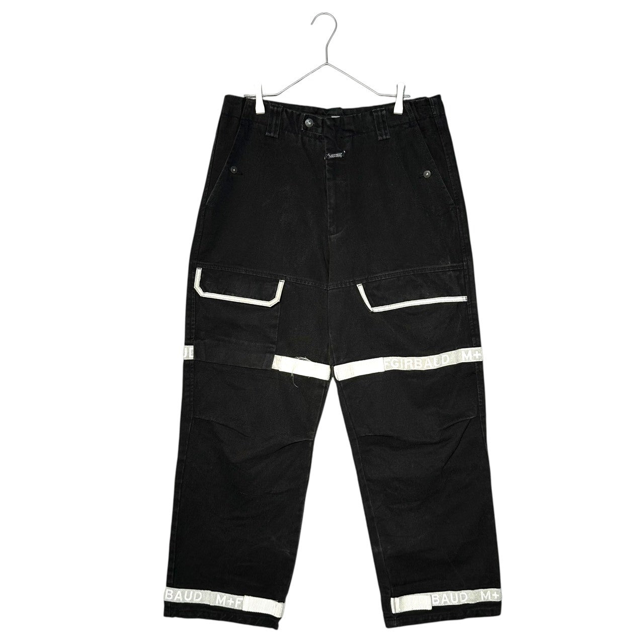 MARITHE FRANCOIS GIRBAUD(マリテフランソワジルボー) 90's~00's Shuttle Cargo Baggy Wide Pants シャトル カーゴ バギー ワイド パンツ 36 ブラック×ホワイト ヴィンテージ B-BOY Y2K