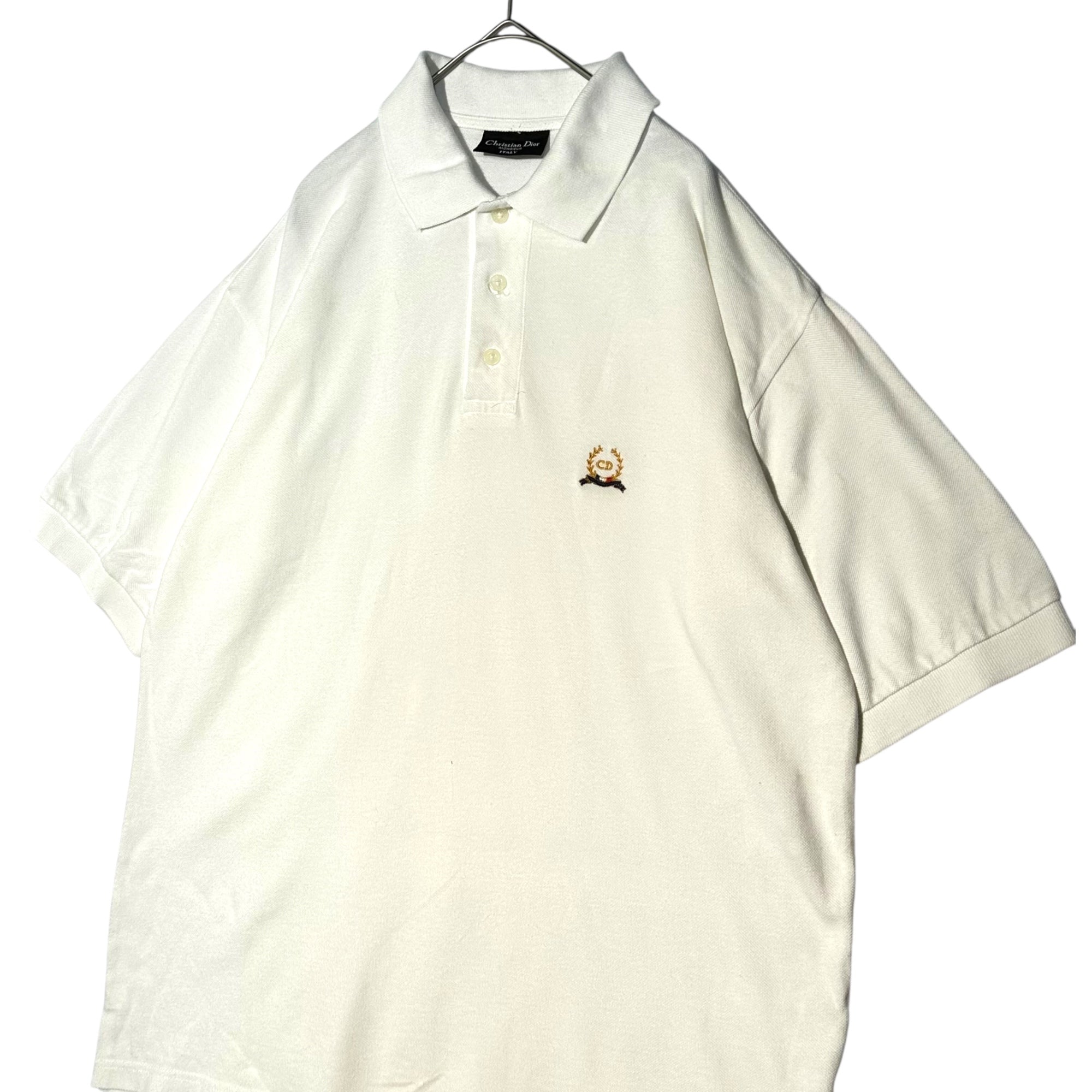 Christian Dior MONSIEUR(クリスチャンディオールムッシュ) One-point logo polo shirt ワンポイント ロゴ ポロシャツ XL ホワイト