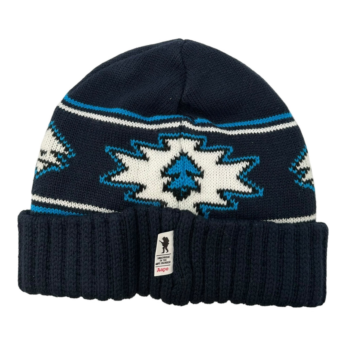 Aape(エーエイプ) Monkey Ortega-Pattern Knit Cap 猿 オルテガ調 ニット キャップ ネイビー