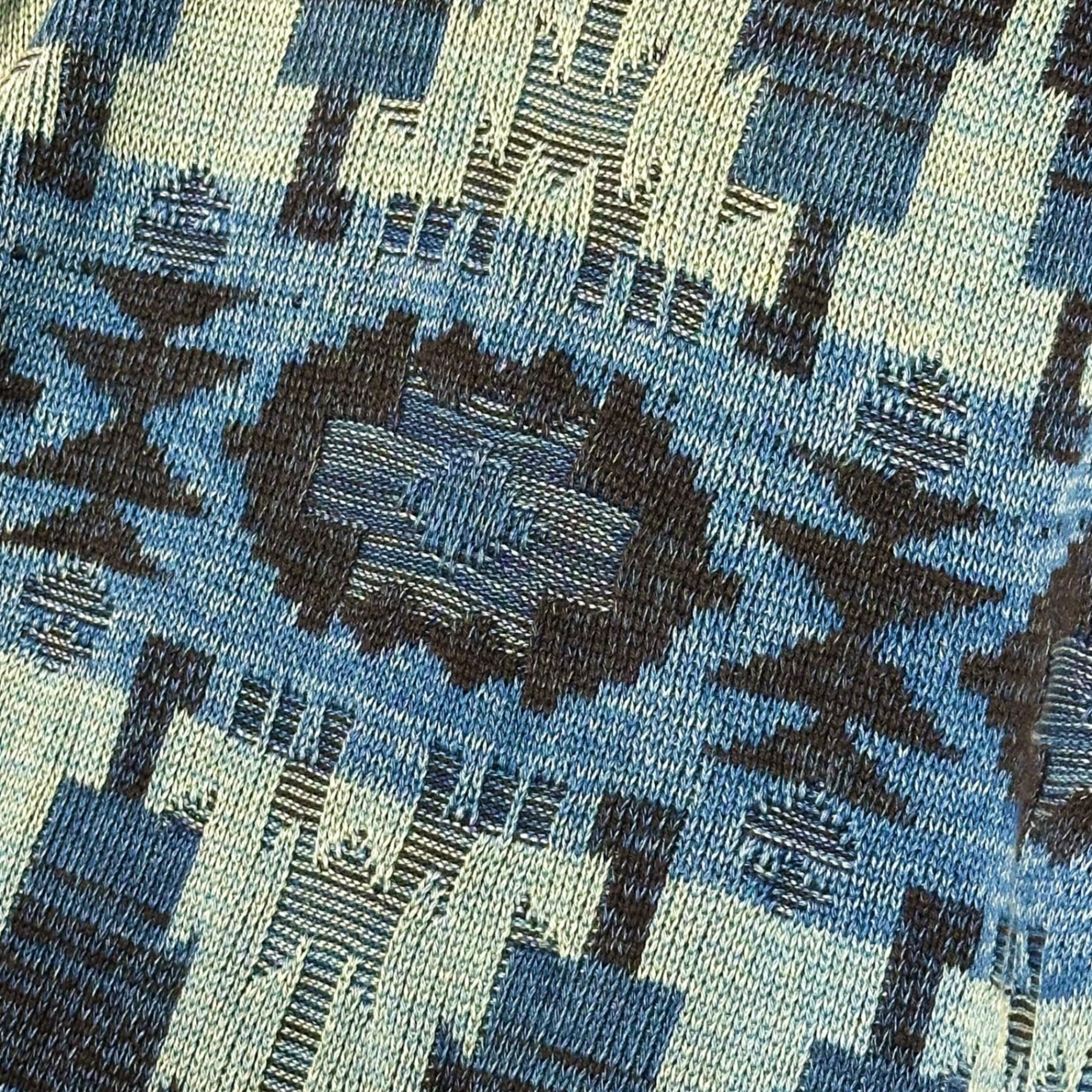 RRL(ダブルアールエル) Indigo Knit Chimayo Pattern Henley Neck Knit インディゴニット チマヨ柄 ヘンリーネック ニット S インディゴ