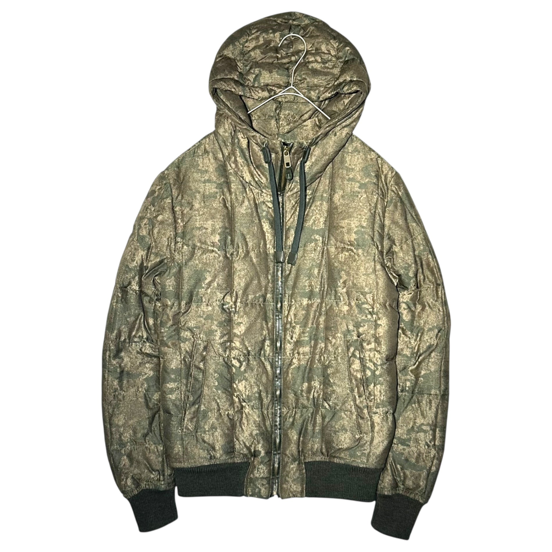 DOLCE&GABBANA(ドルチェ&ガッバーナドルガバ) Camouflage Leather Piping Down Jacket カモフラ レザー パイピング ダウン ジャケット G9ET1T G7DUN 44(XS程度) カーキ