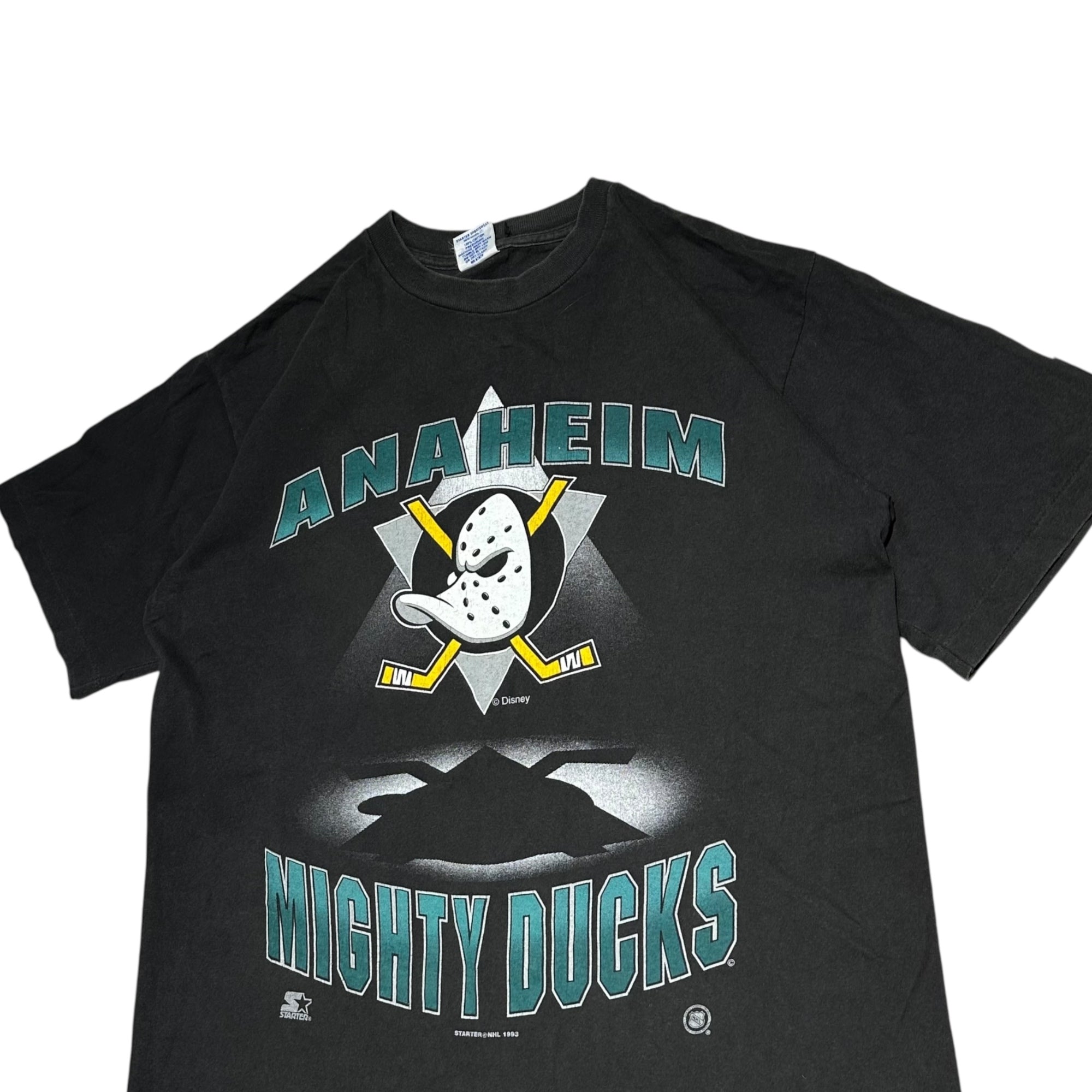 STARTER(スターター) 1993 NHL ”Disney” ANAHEIM MIGHTY DUCKS T-shirt  ディズニー アナハイム マイティダックス Tシャツ M ブラック USA製 90年代 90's ヴィンテージ アイスホッケー