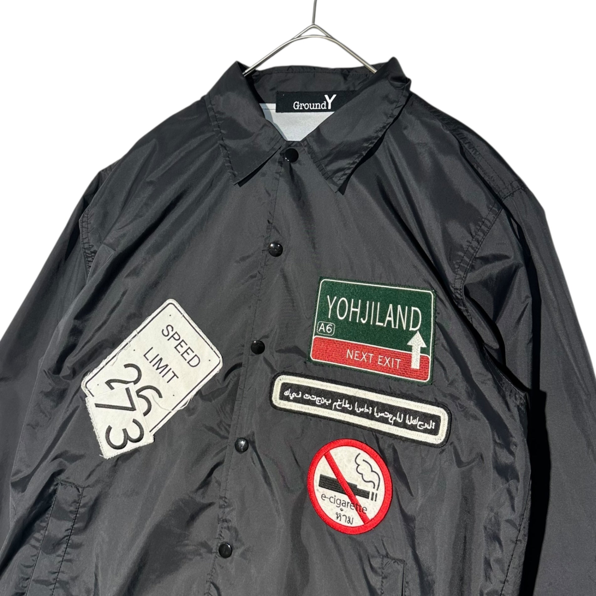 Ground Y(グラウンドワイ) 18SS Patch Embroidery Nylon Coach Jacket ワッペン 刺繍 ナイロン コーチ ジャケット GW-J51-600 3 ブラック