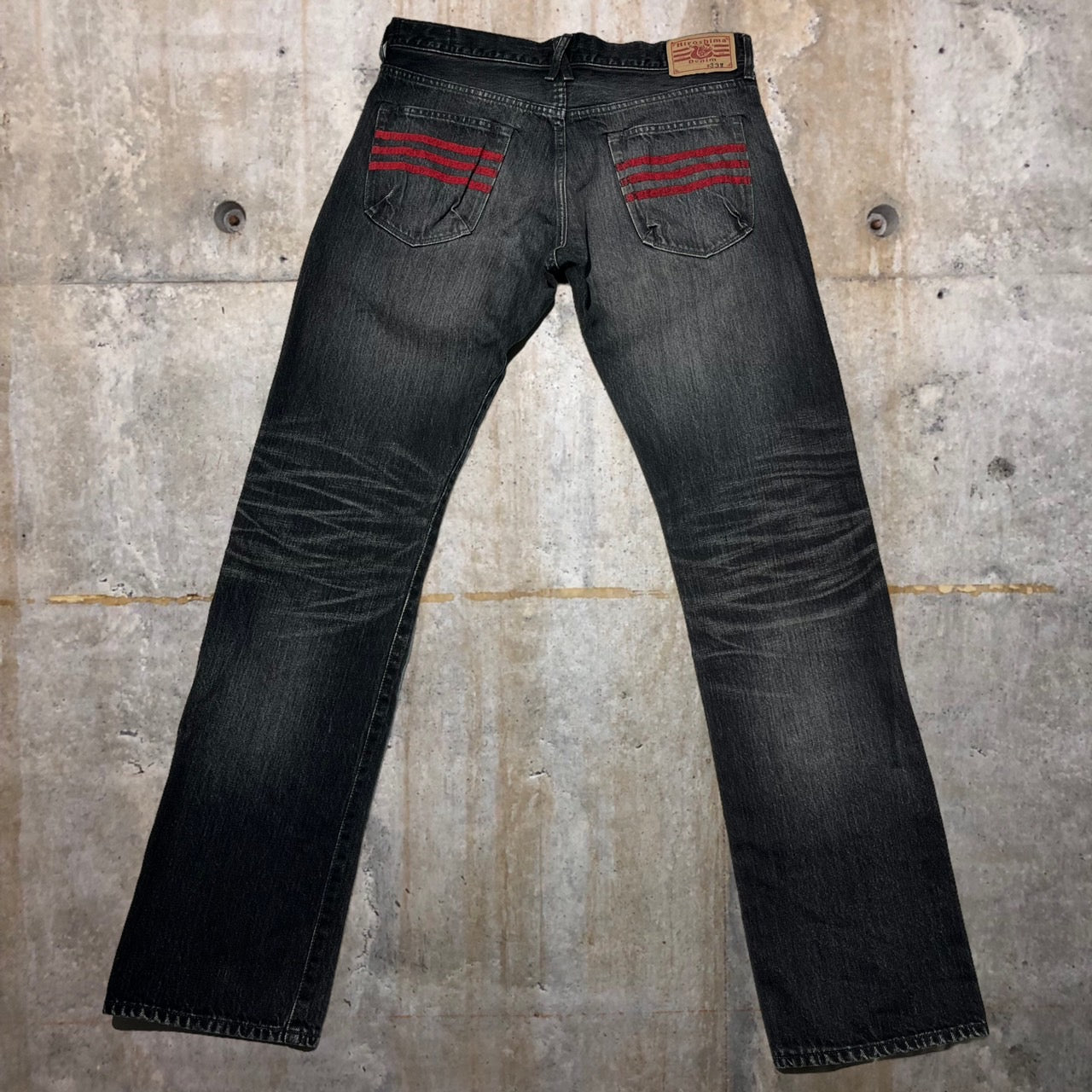 blackmeans(ブラックミーンズ) Hiroshima Denim バックプリント ストレート デニム パンツ 945-73HDP02-1 W33 ブラック