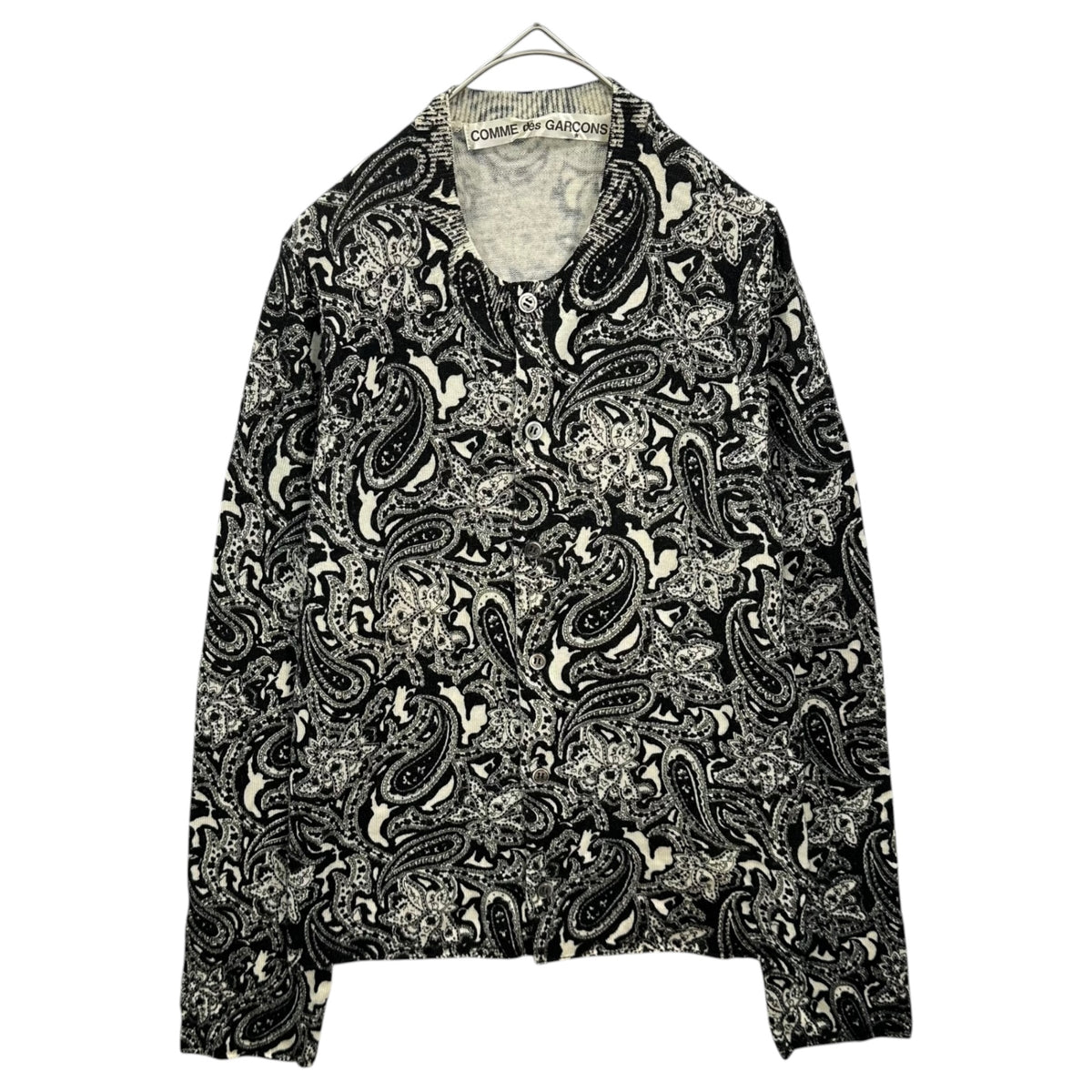 COMME des GARCONS(コムデギャルソン) 2001AW Paisley All-Patterned Wool Cardigan ペイズリー 総柄 ウール カーディガン GC-N020 FREE ホワイト×ブラック AD2001 00s アーカイブ