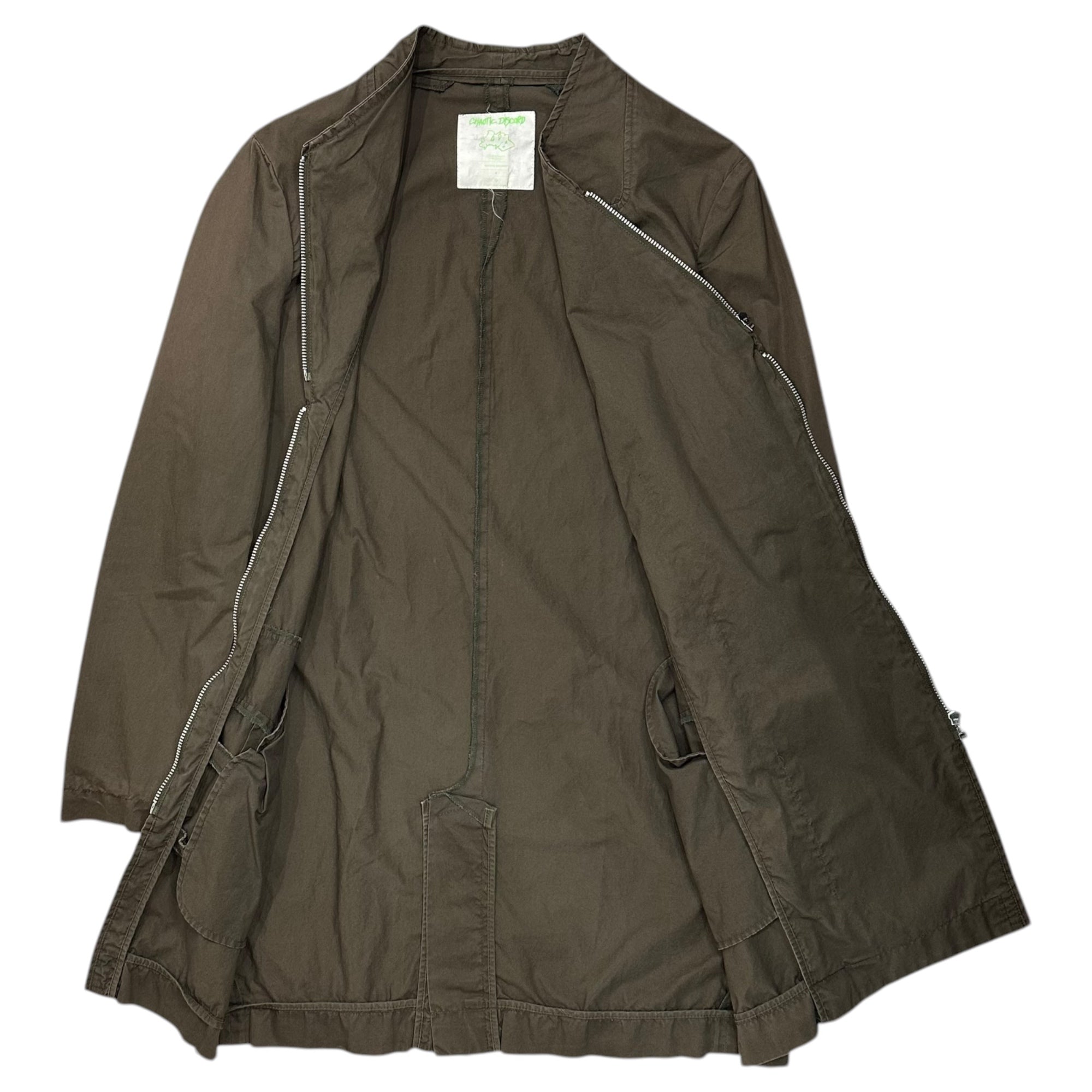 UNDERCOVER(アンダーカバー) 01SS CHAOTIC DISCORD Diagonal-zip cotton shirt 斜めジップ コットン シャツ Z1-2 M オリーブ 00's