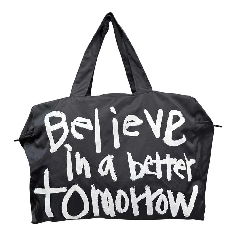COMME des GARCONS(コムデギャルソン) 2021SS Nylon tote bag with message graphic print メッセージ グラフィック プリント ナイロン トートバッグ OE-K 221 ブラック×ホワイト Believe in a better tomorrow