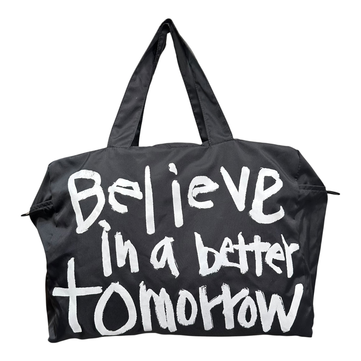 COMME des GARCONS(コムデギャルソン) 2021SS Nylon tote bag with message graphic print メッセージ グラフィック プリント ナイロン トートバッグ OE-K 221 ブラック×ホワイト Believe in a better tomorrow
