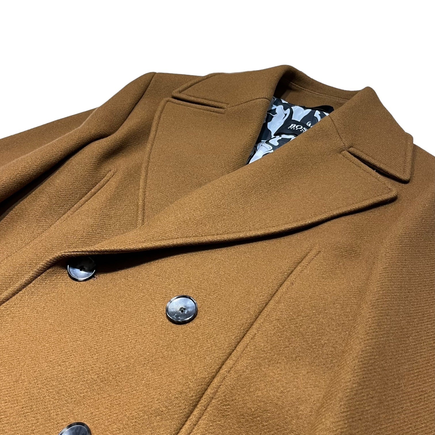 HUGO BOSS(ヒューゴボス) Double-breasted wool heavy chester coat ダブル ブレスト ウール ヘビー  チェスター コート 50465189 46(M程度) ブラウン