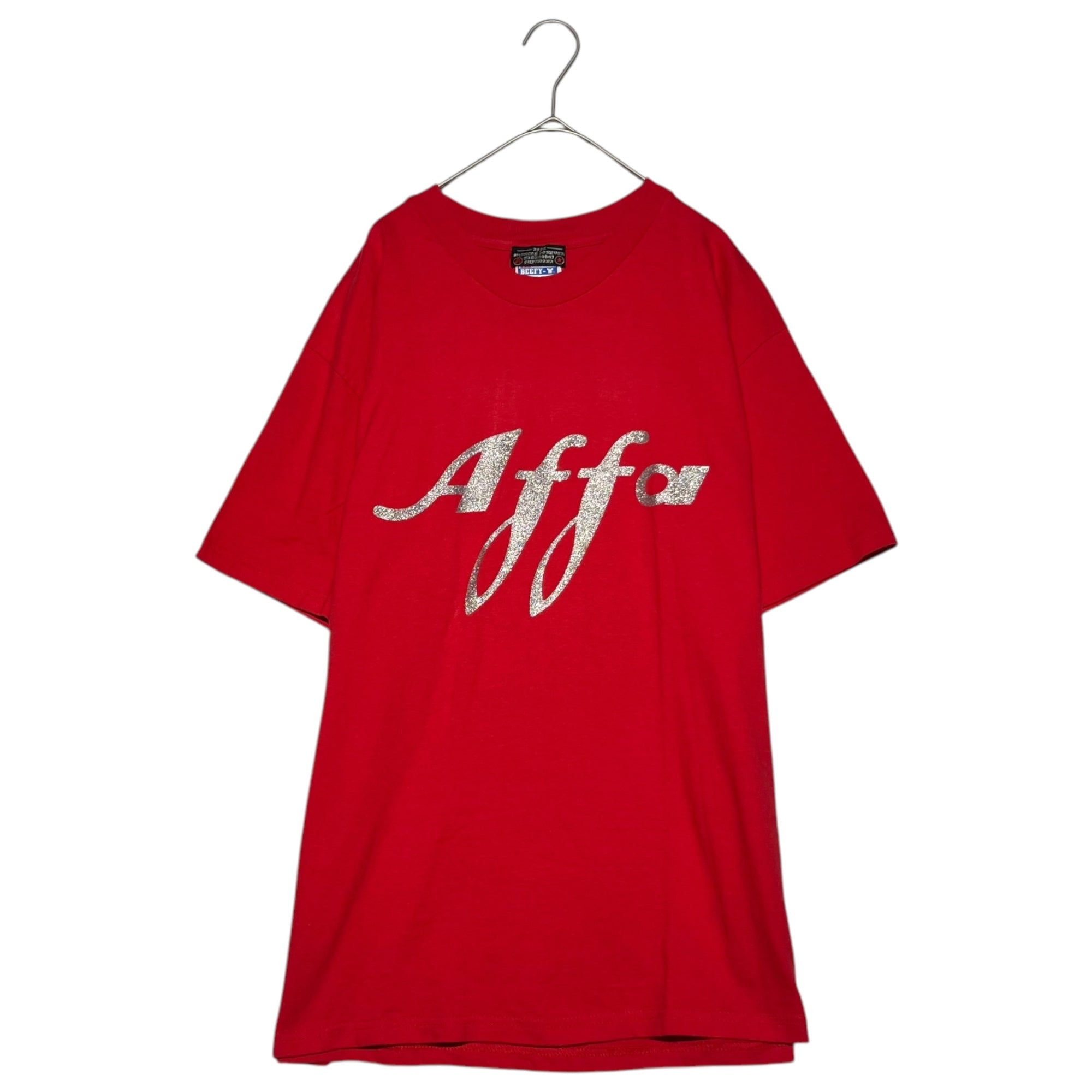 AFFA(エーエフエフエー) Initial lame logo print T-shirt 初期 ラメロゴ プリント Tシャツ L レッド