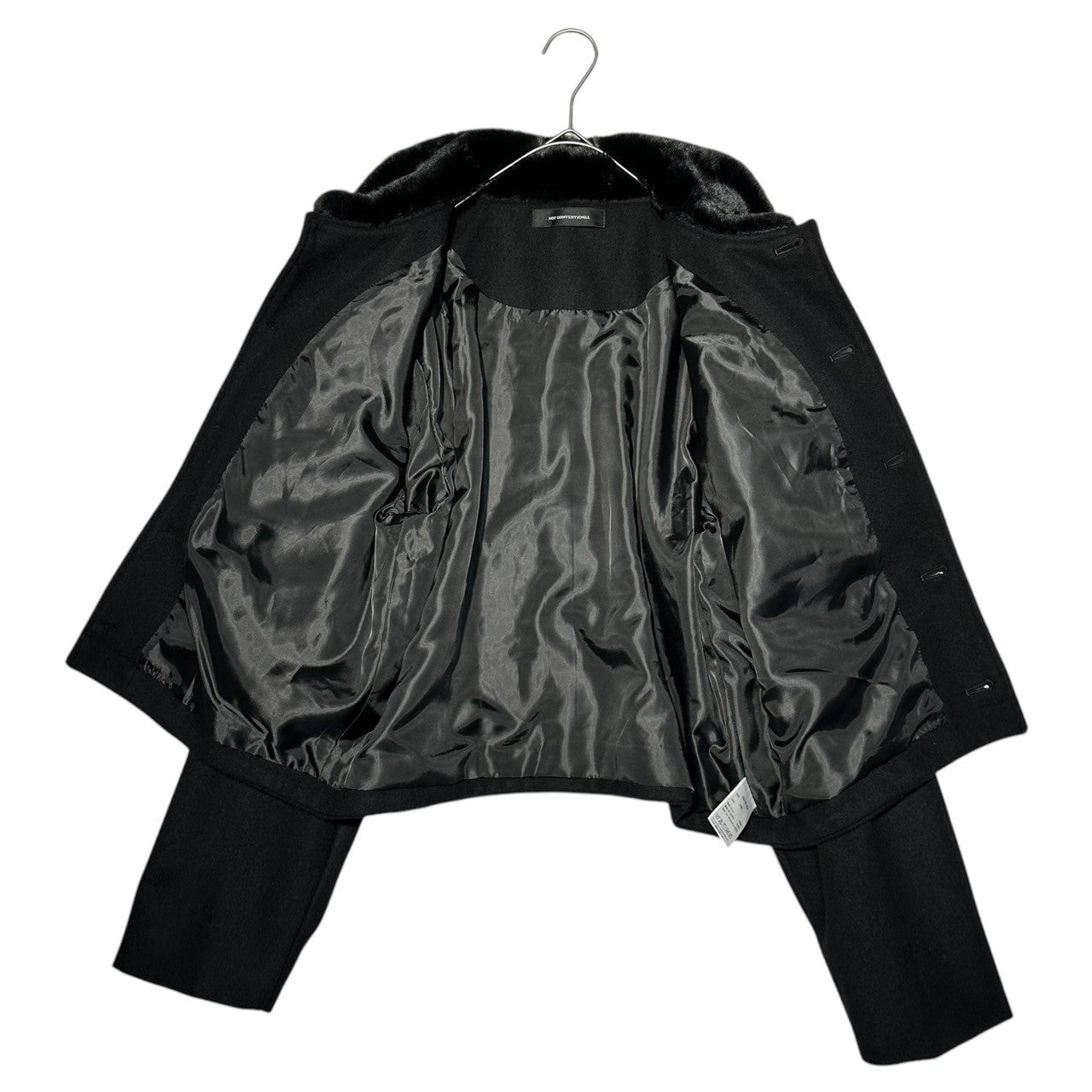 NOT CONVENTIONAL(ノットコンベンショナル) Eco-fur decorative wool short jacket エコファー 装飾 ウール 短丈 ジャケット N22-051-BLK FREE ブラック