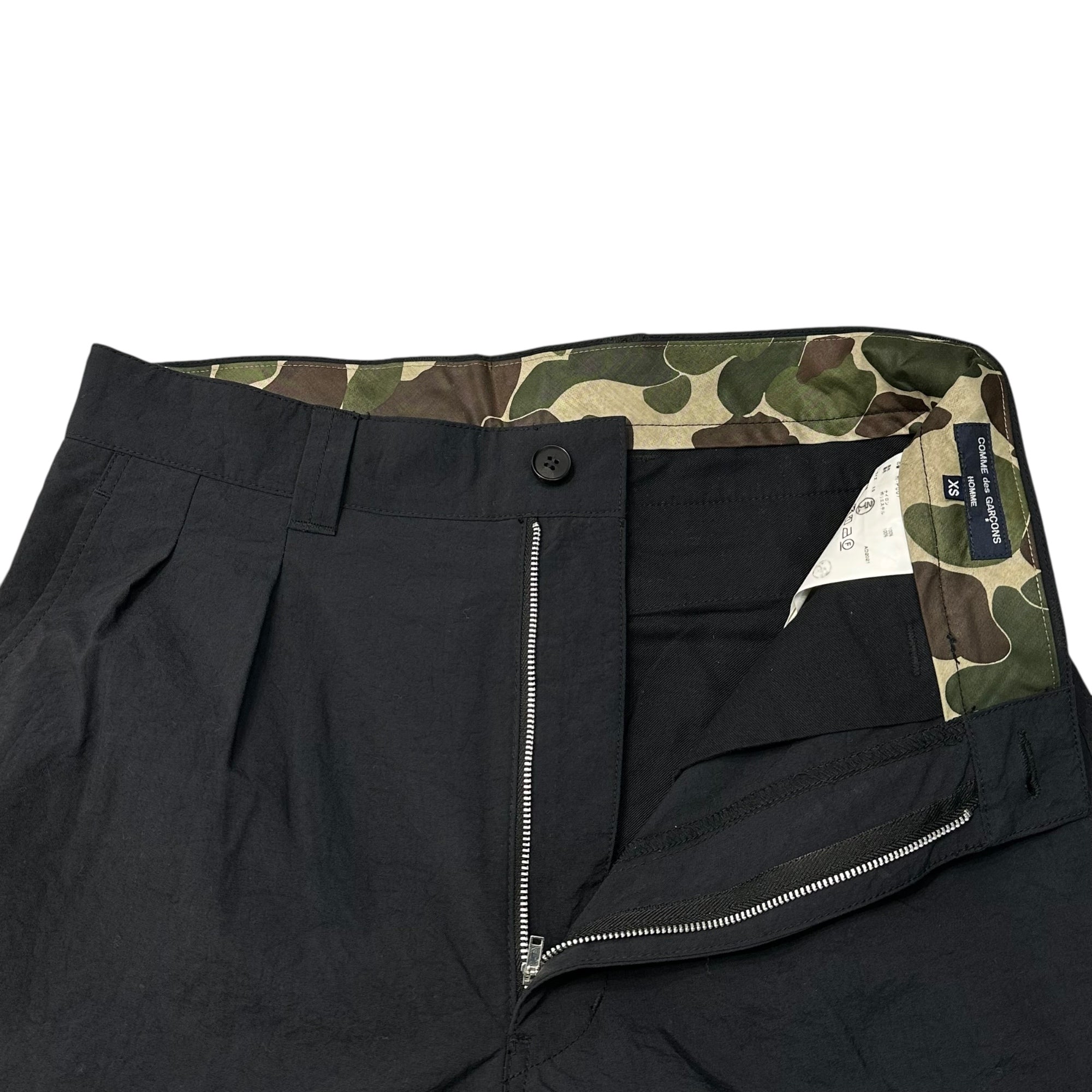 COMME des GARCONS HOMME(コムデギャルソンオム) 22SS 2-Tuck Nylon Oxford Pants ツータック ナイロン オックス パンツ HI-P007 XS ブラック AD2021